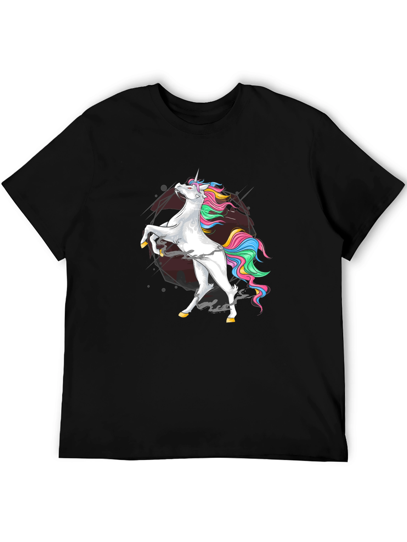 Black Unicorn Graphic Tee - Men's Black Cotton Shirt view 5