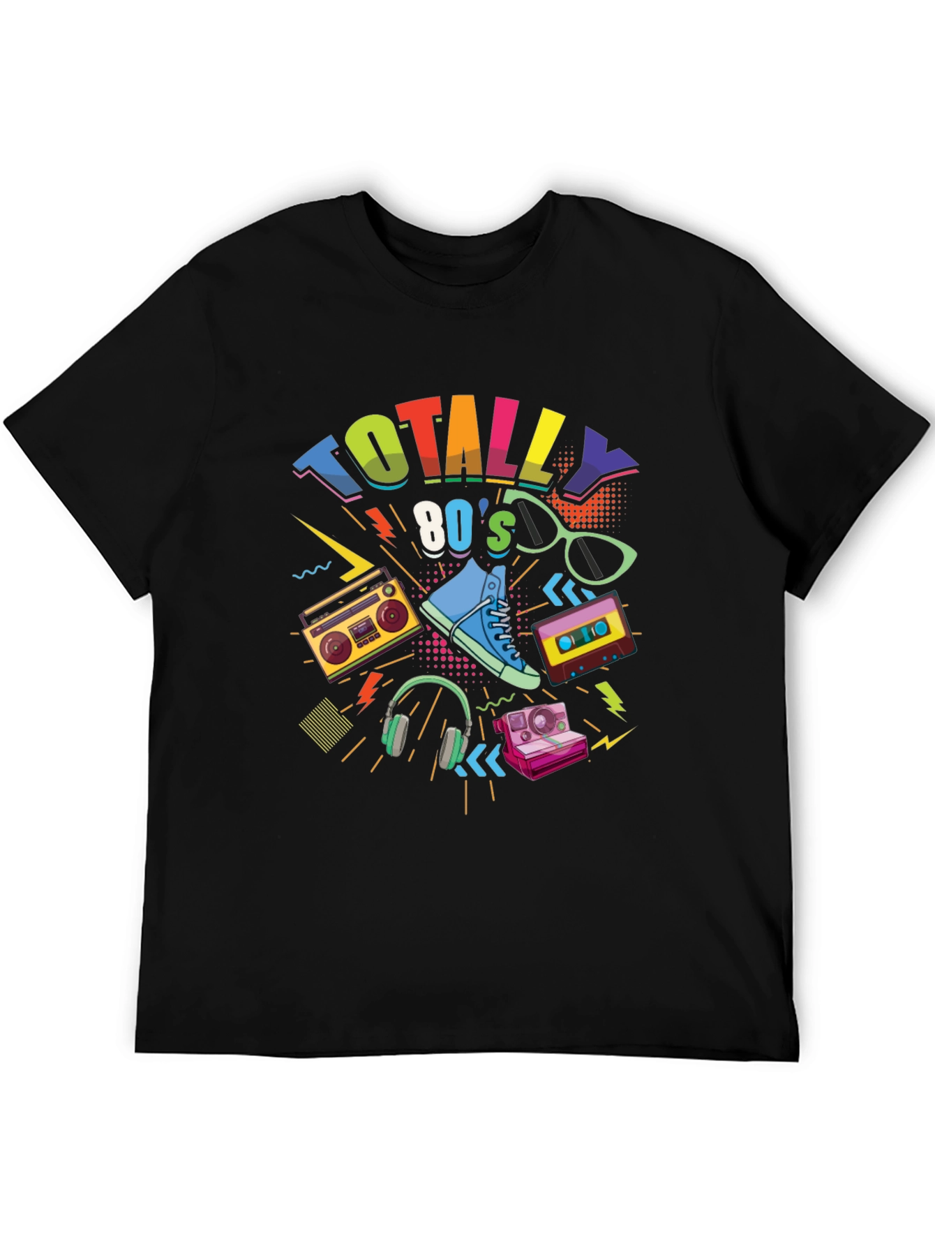 Black Totally 80's Graphic Tee - Retro Style T-Shirt view 5