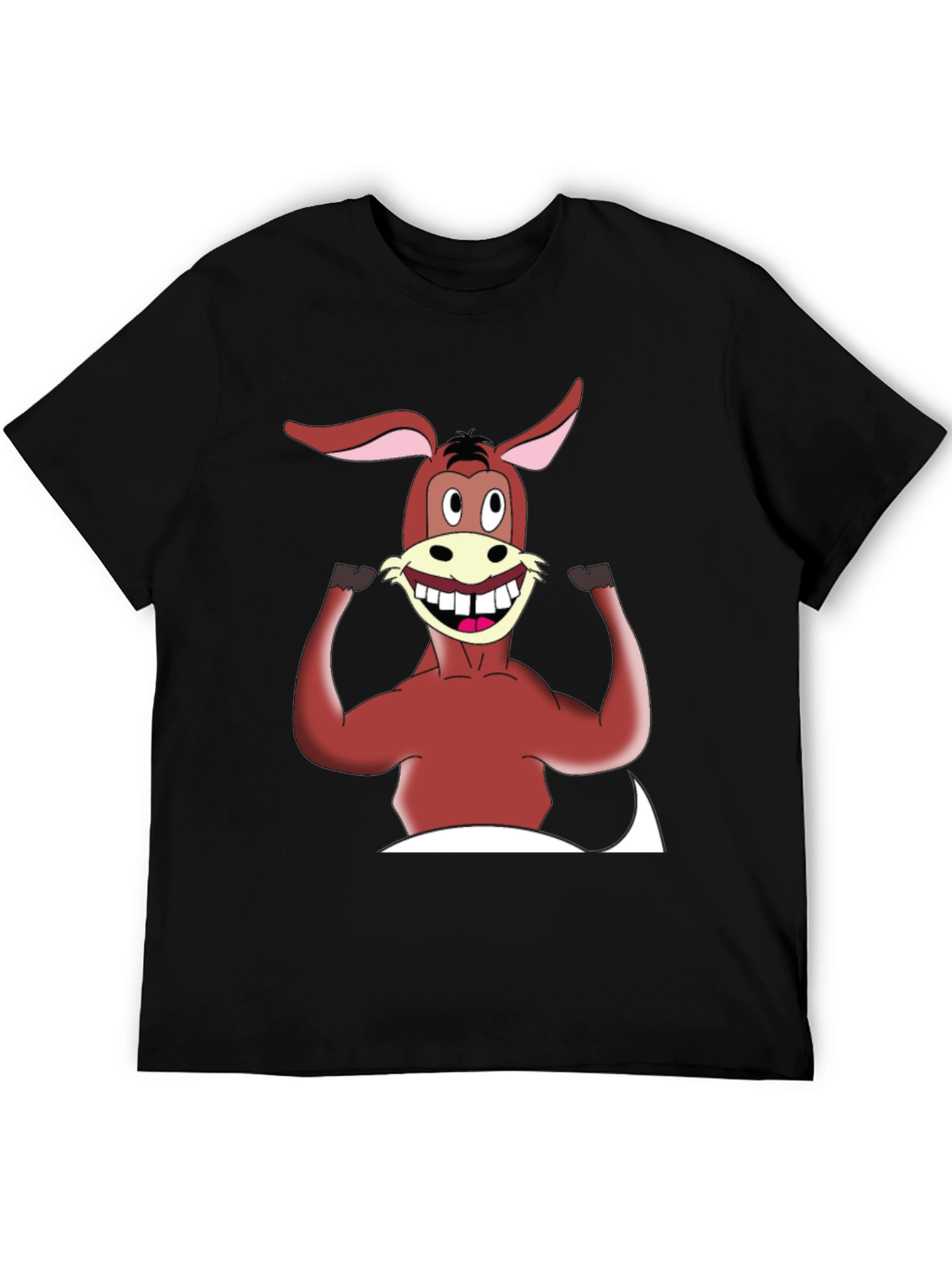 Black Cartoon Donkey Graphic Tee - Men's Black T-Shirt view 5