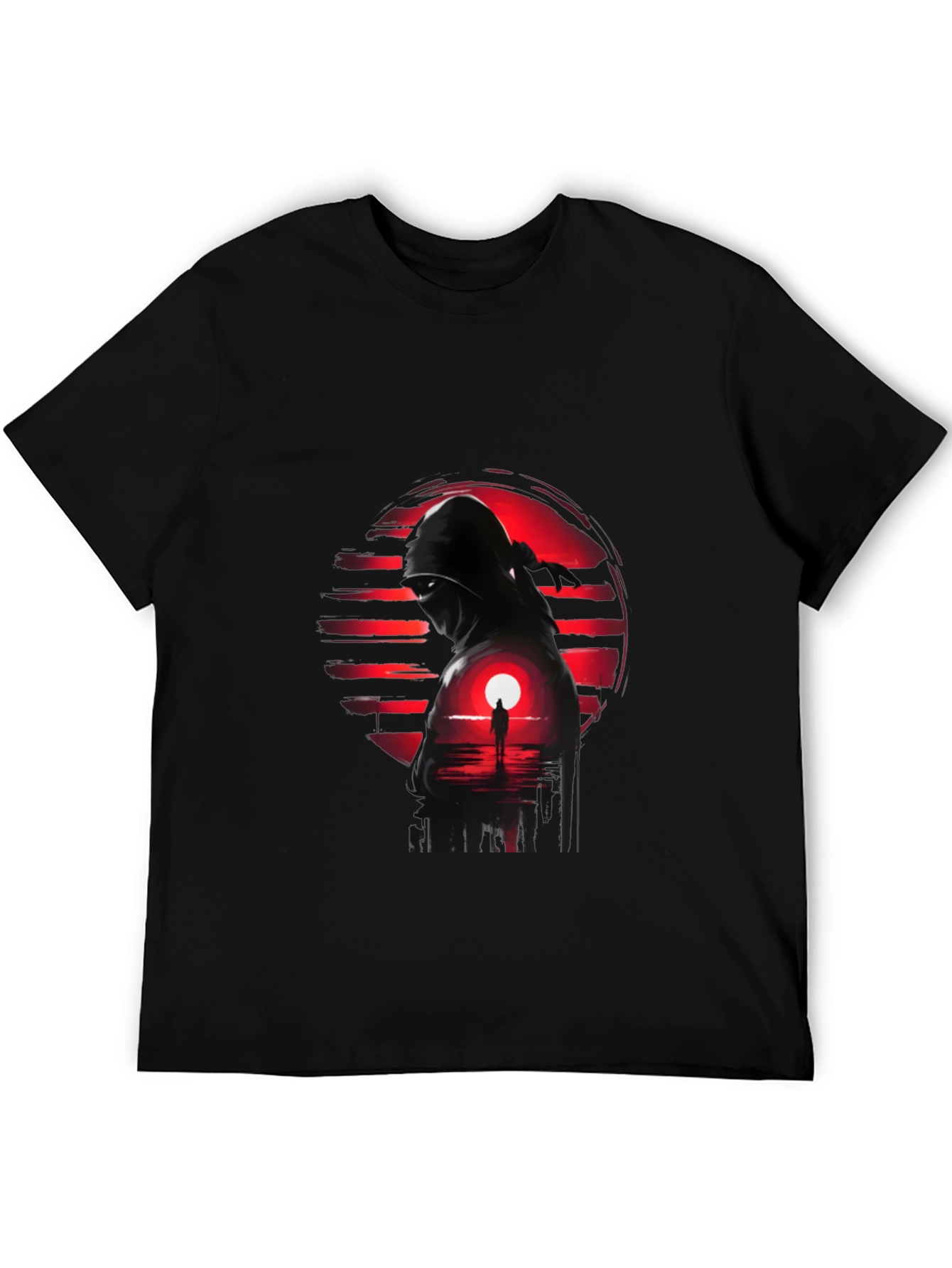 Black Ninja Sunset Graphic Tee - Cool Graphic T-Shirt view 5