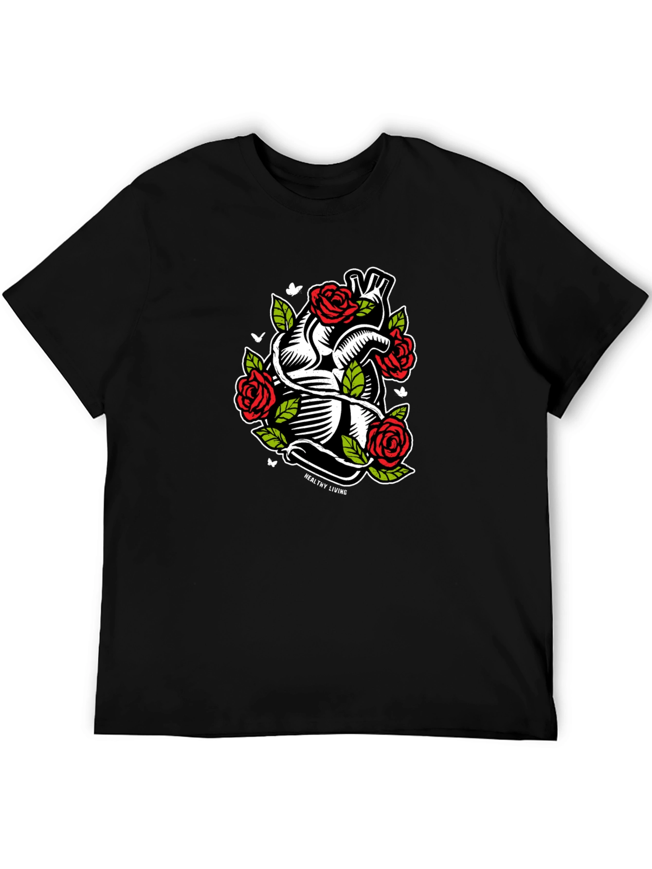 Black Heart & Roses Graphic T-Shirt - Black view 5