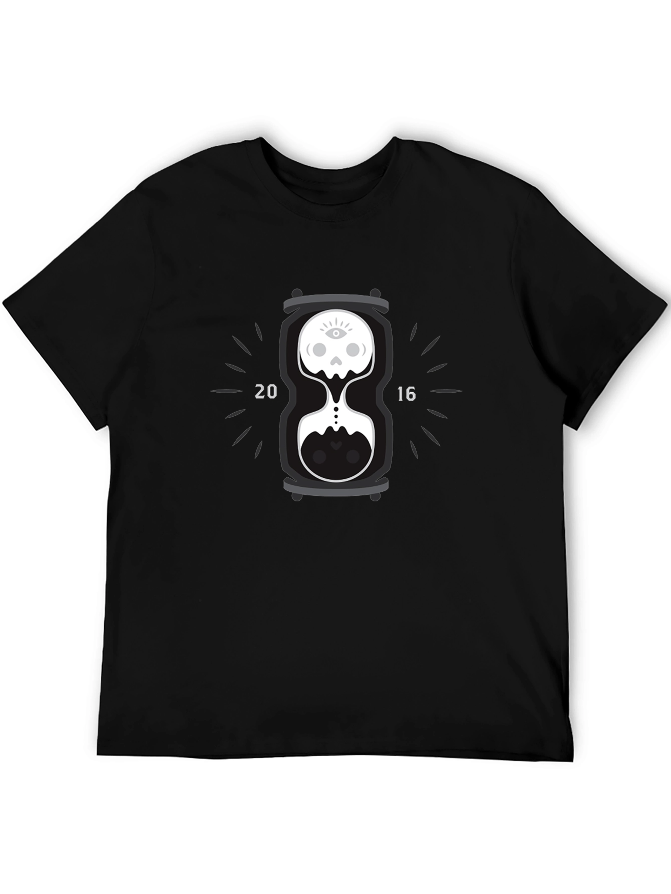 Black Skull Hourglass Graphic Tee - Time Flies! view 5