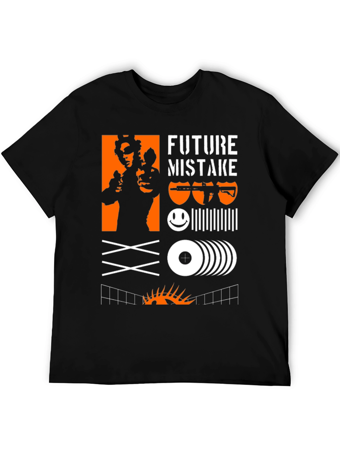 Black Edgy Graphic Tee: Future Mistake Design view 5