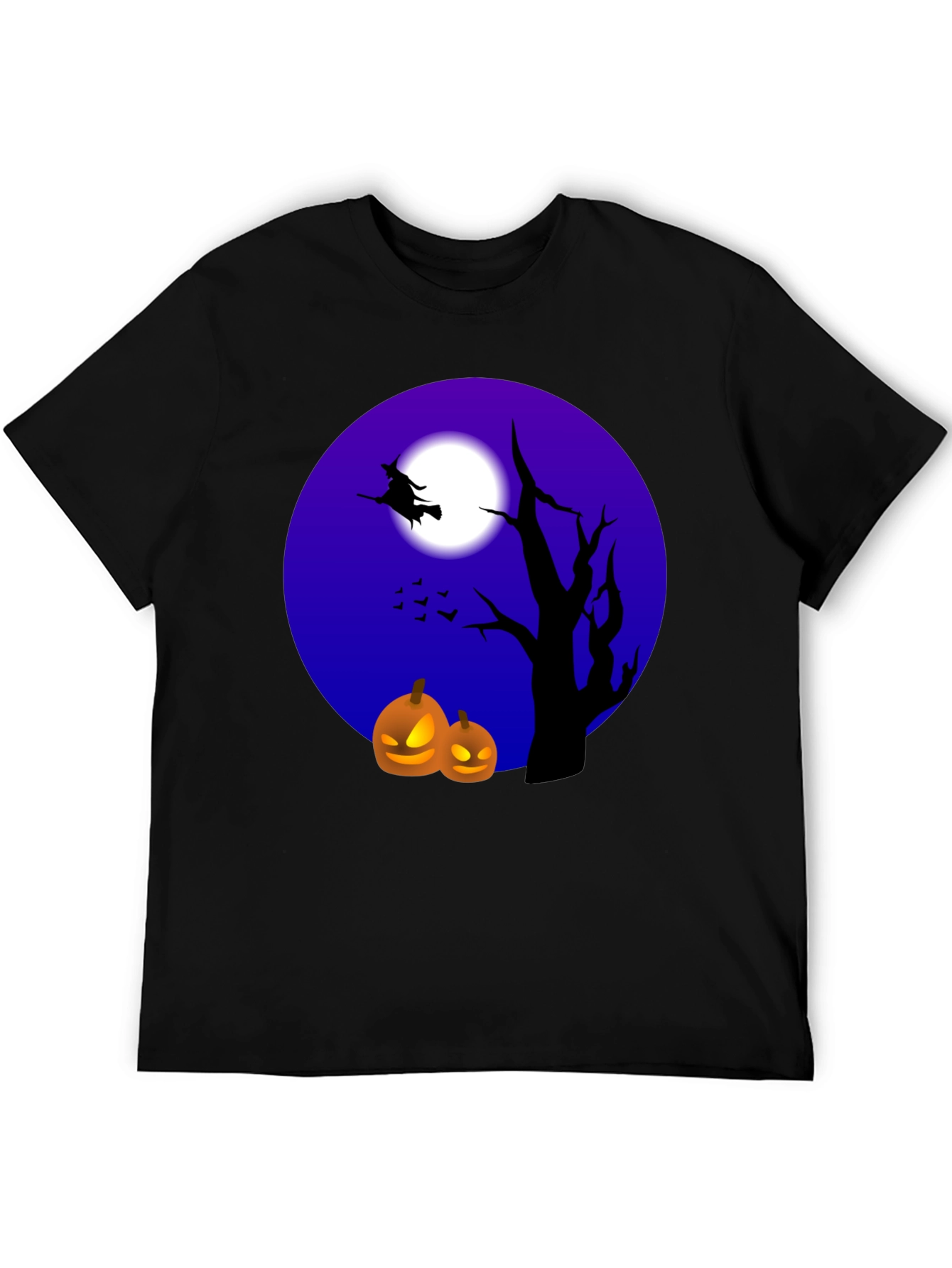 Black Halloween Witch and Pumpkin T-Shirt view 5
