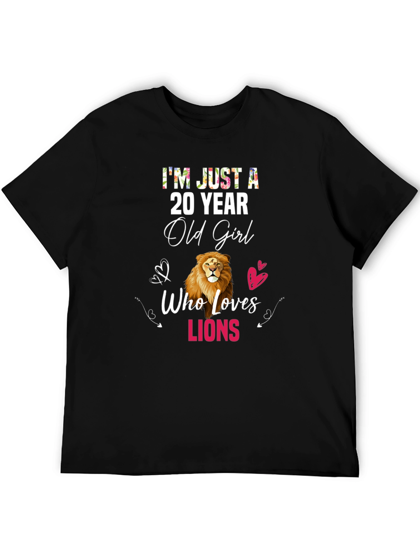 Black 20 Year Old Girl Lion Lover T-Shirt view 5