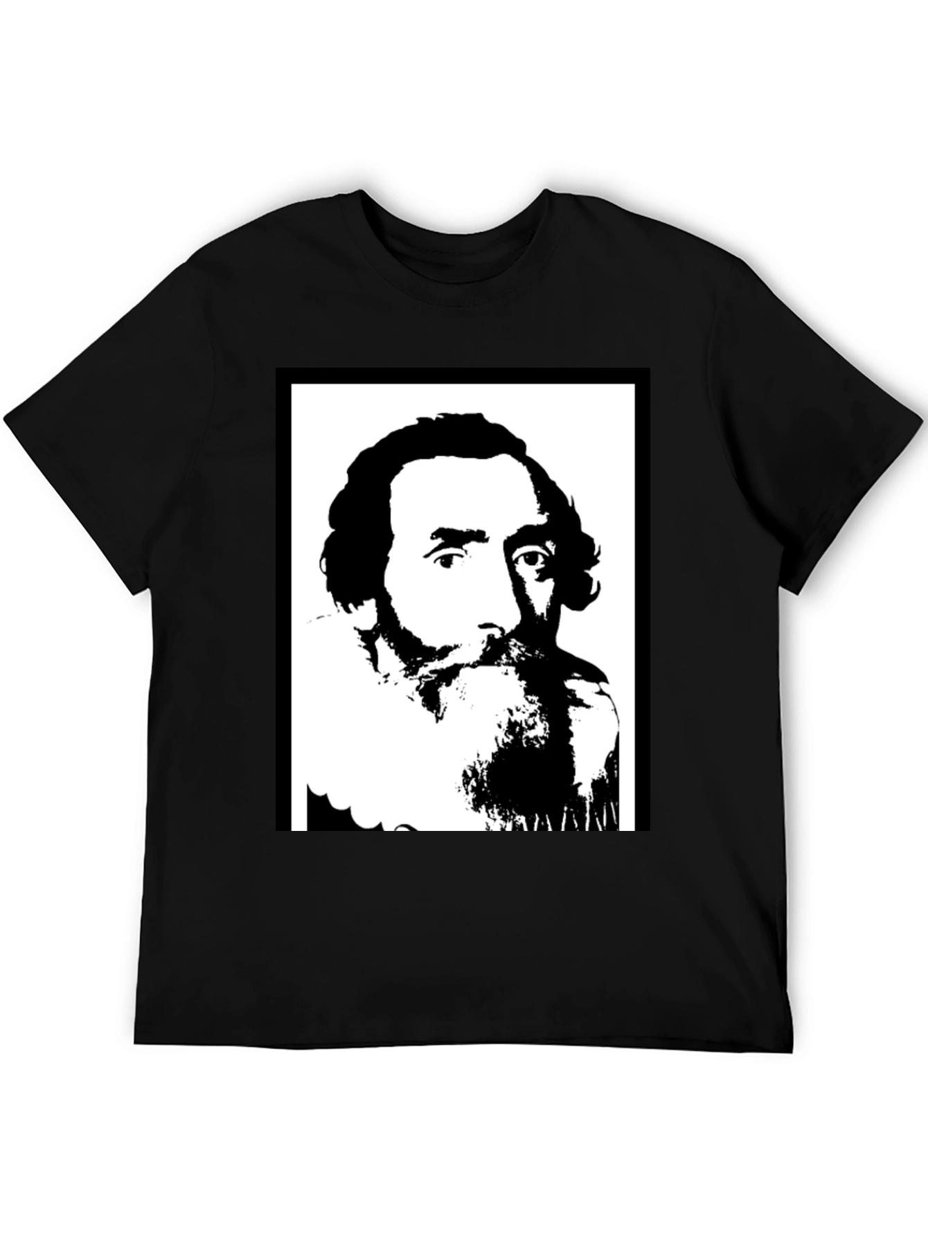 Black Vintage Portrait Graphic Black T-Shirt view 5