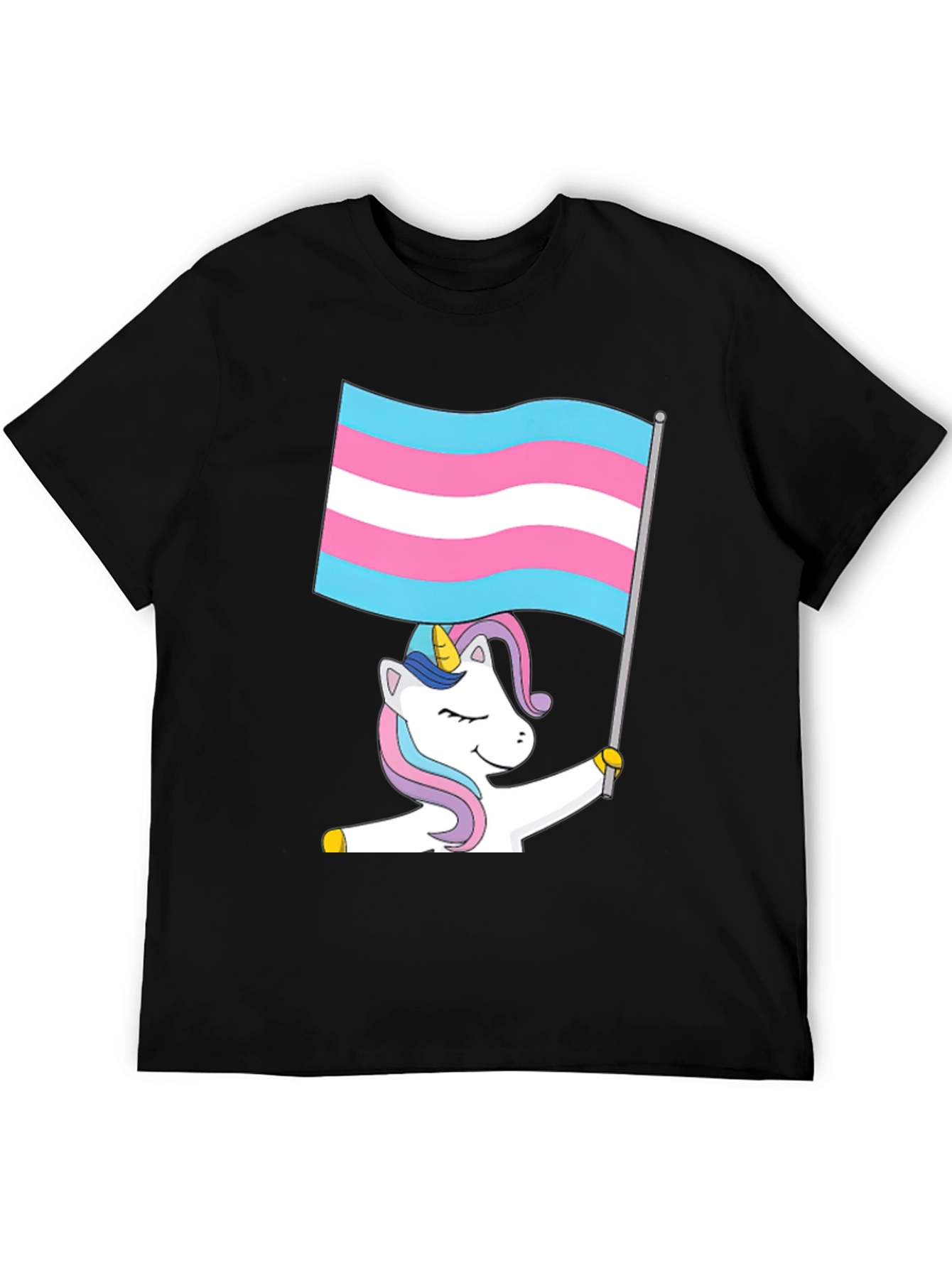 Black Transgender Unicorn Flag T-Shirt view 5