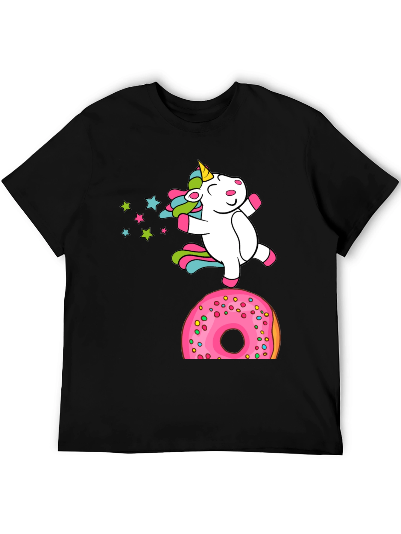 Black Unicorn Donut T-Shirt - Whimsical Graphic Tee view 5