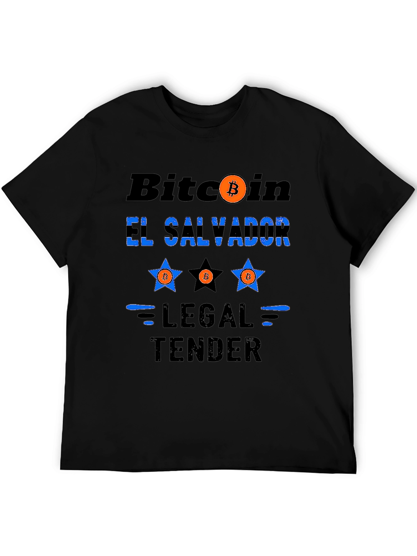 Black Bitcoin El Salvador Legal Tender Graphic T-Shirt view 5