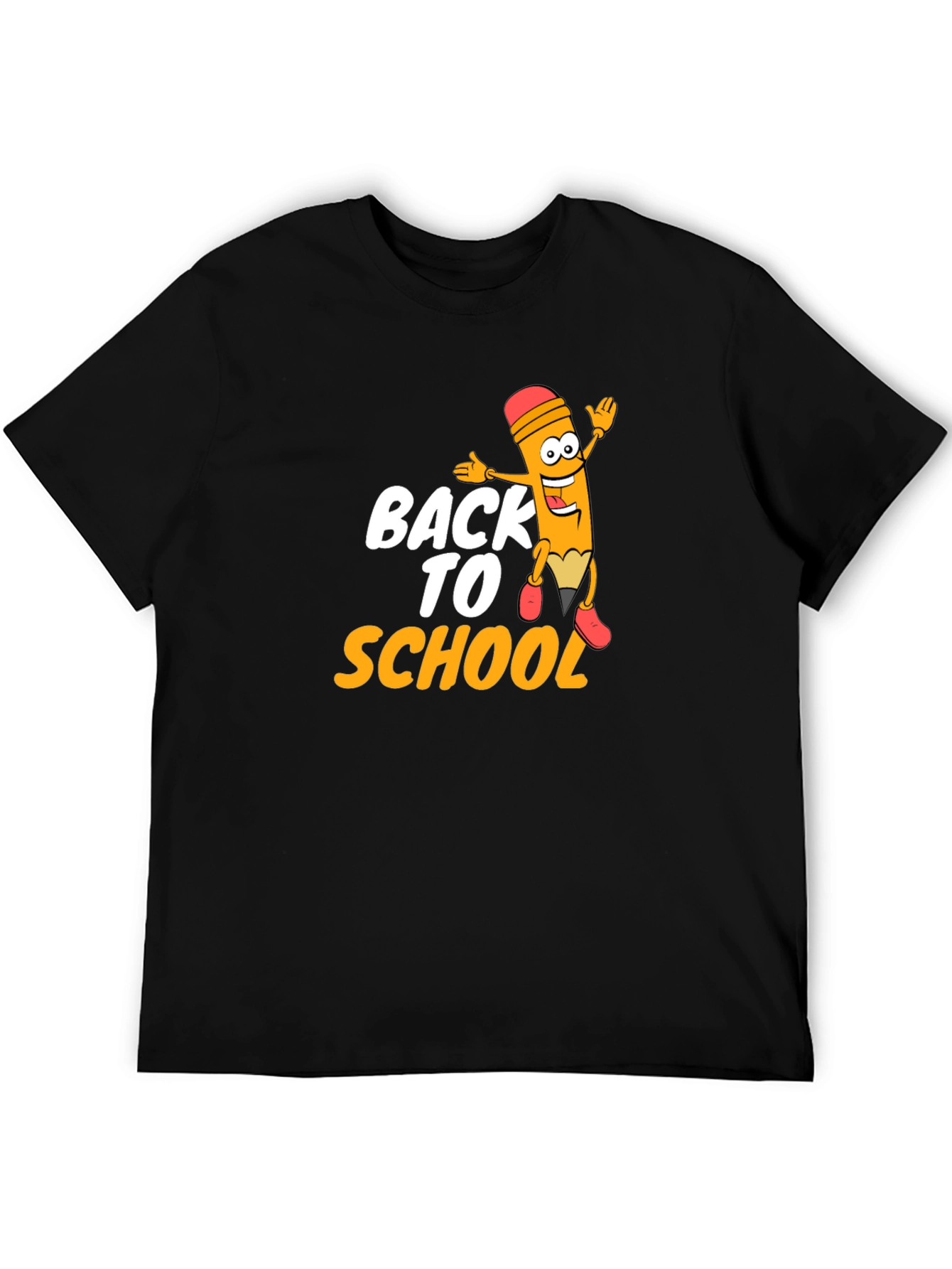 Black Back to School Pencil Cartoon Graphic T-Shirt view 5