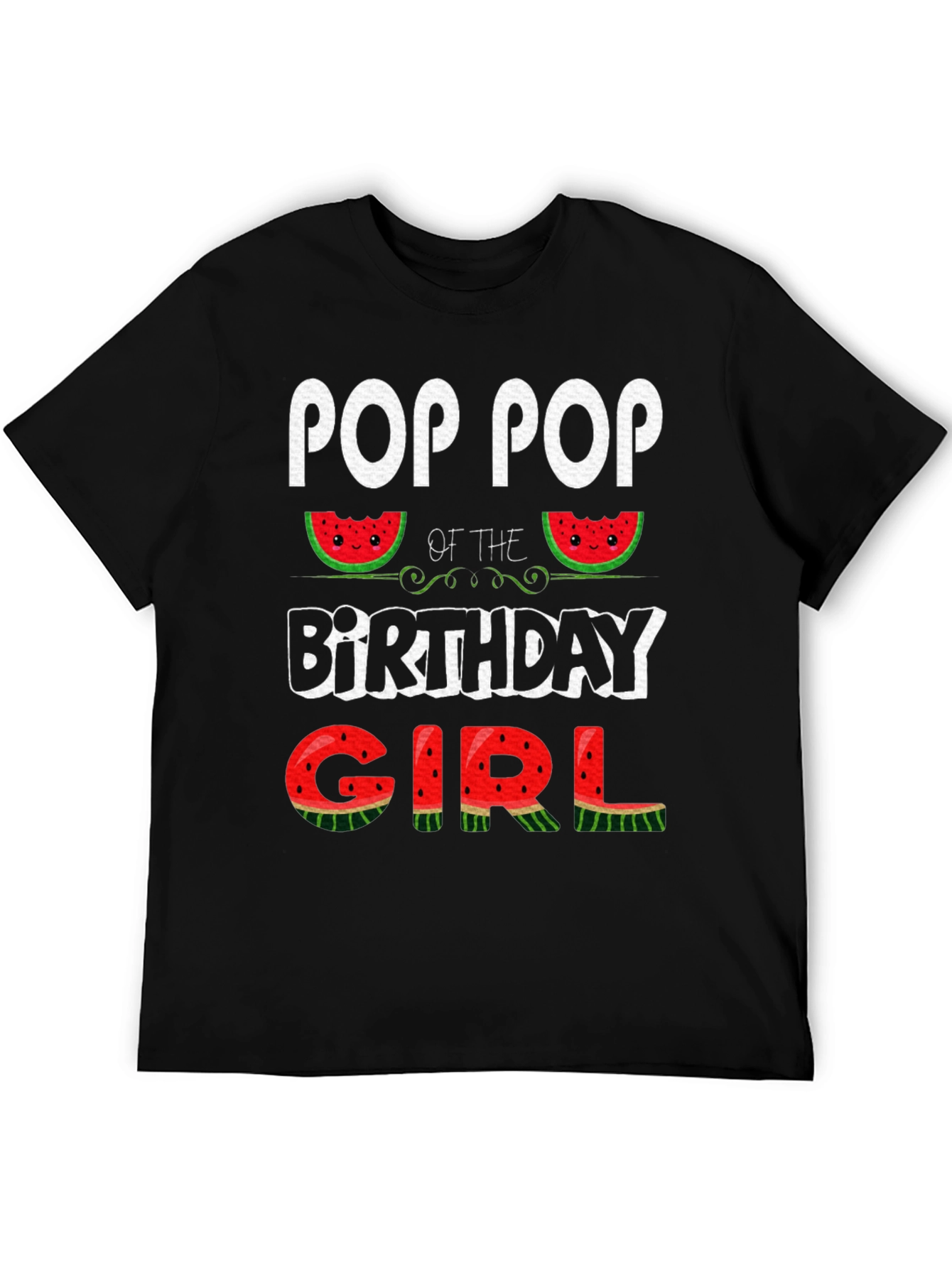 Black Pop Pop of the Birthday Girl Watermelon T-Shirt view 5