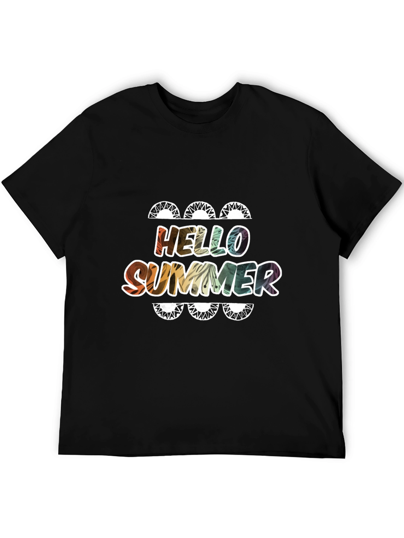Black Hello Summer Graphic T-Shirt - Cool, Fun Design view 5