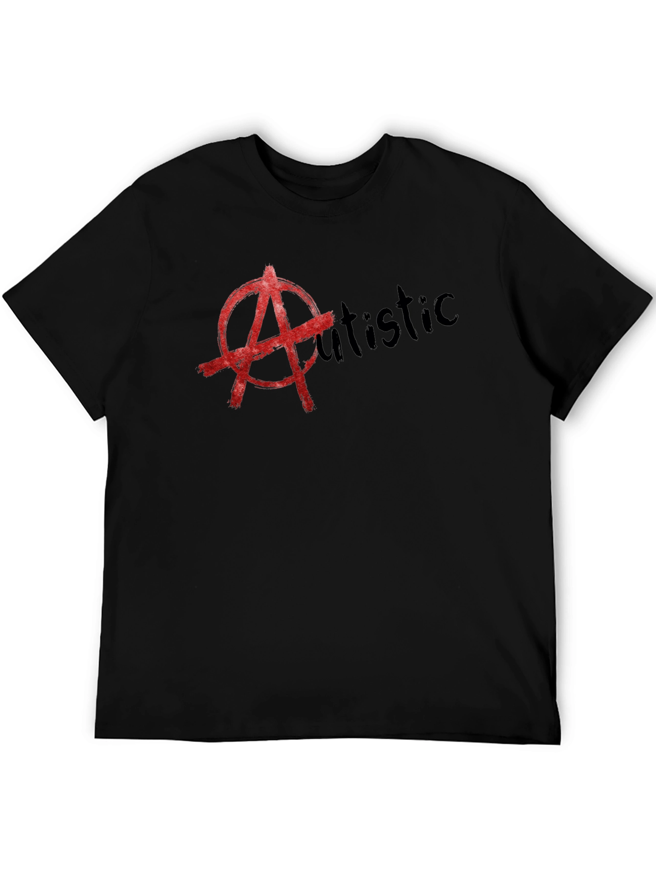 Black Anarchy Autistic T-Shirt - Black Cotton Tee view 5