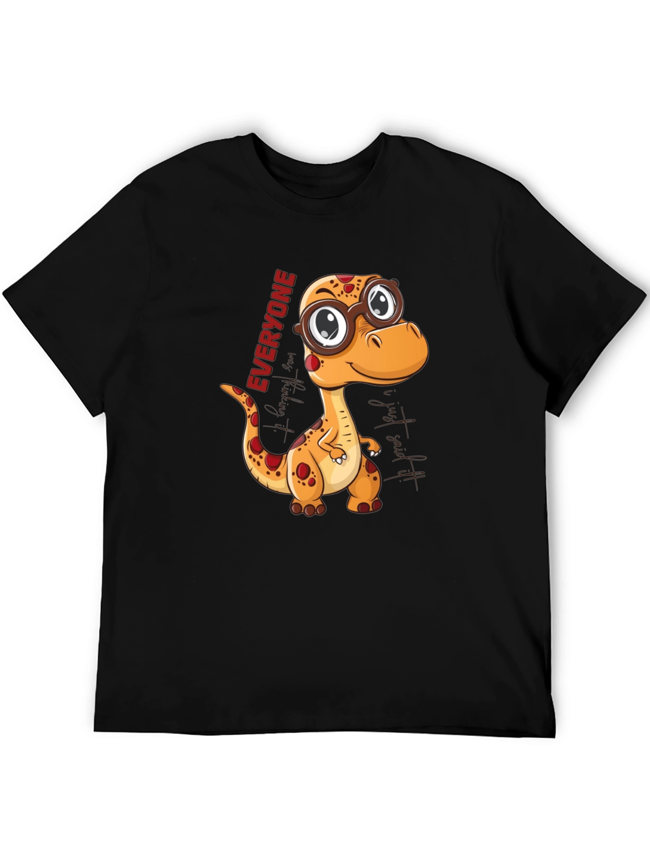 Black Dino Everyone T-Shirt - Cute Cartoon Style view 5