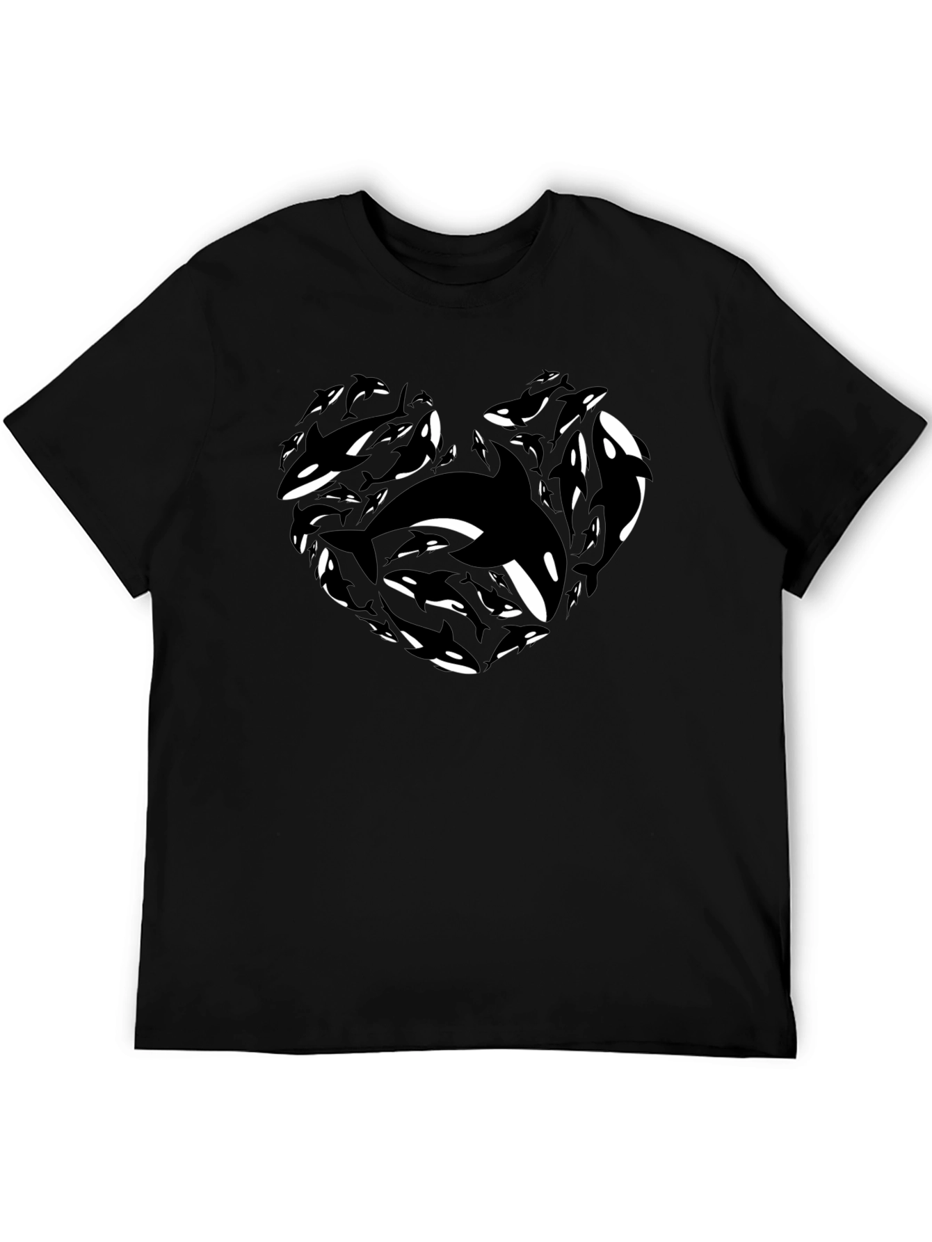 Black Orca Heart Graphic Tee - Black Cotton T-Shirt view 5