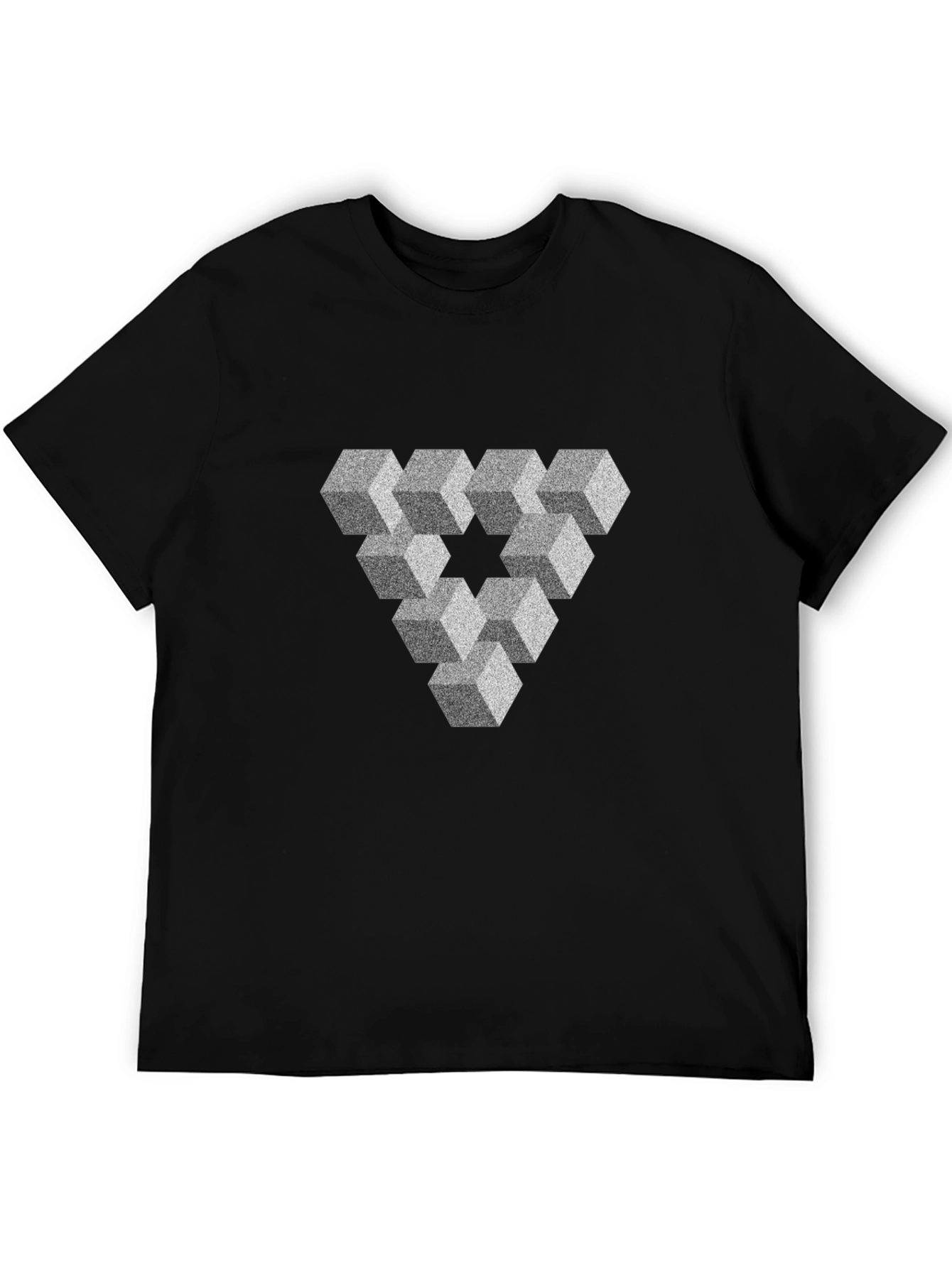 Black Impossible Triangle Illusion Graphic Tee view 5