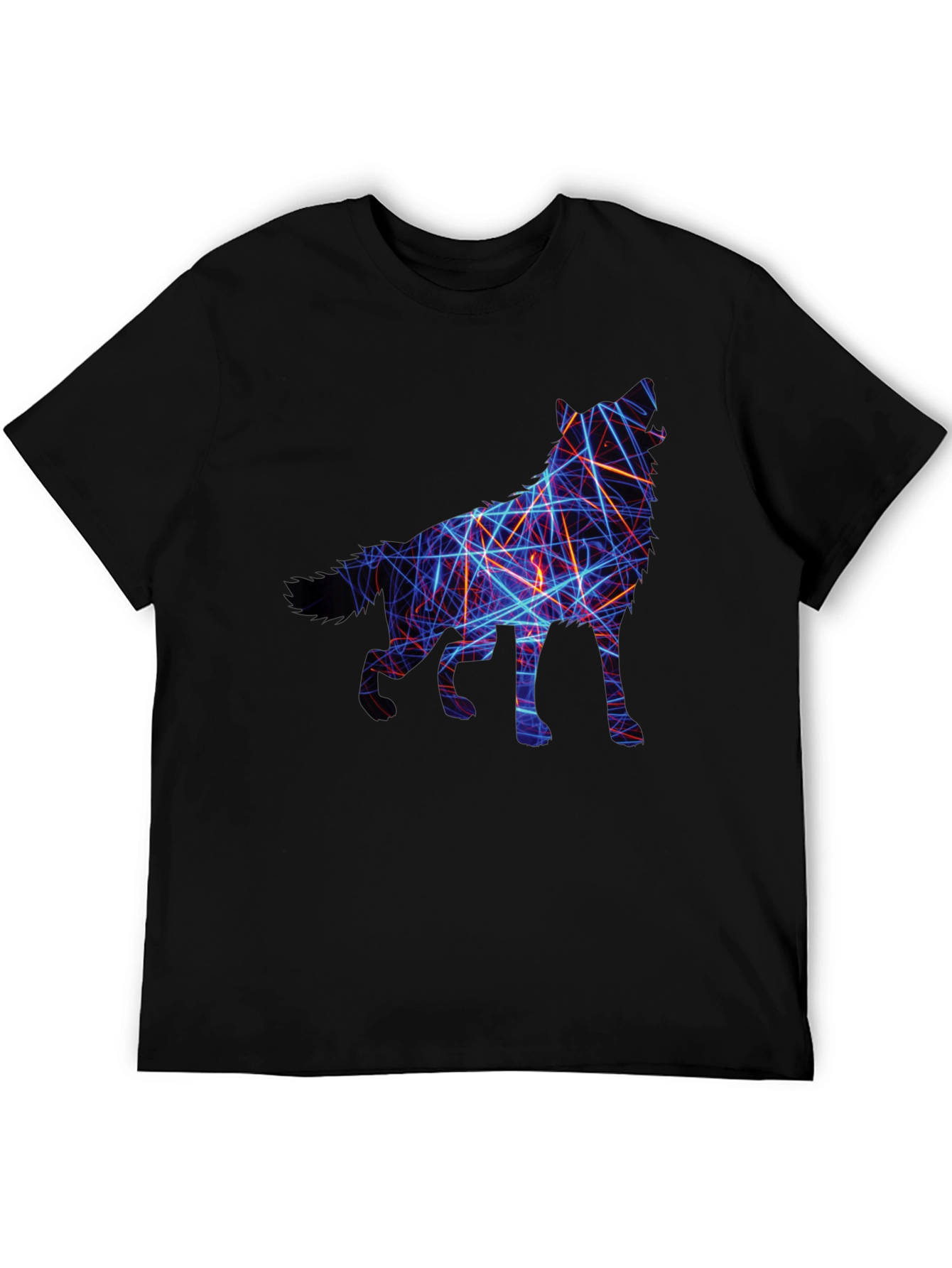 Black Abstract Wolf Graphic Tee - Black view 5