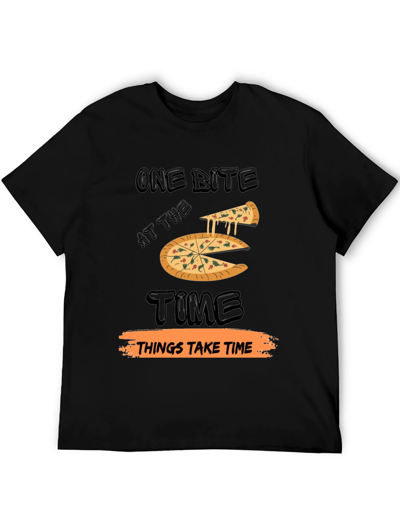 Black One Bite Pizza T-Shirt view 5