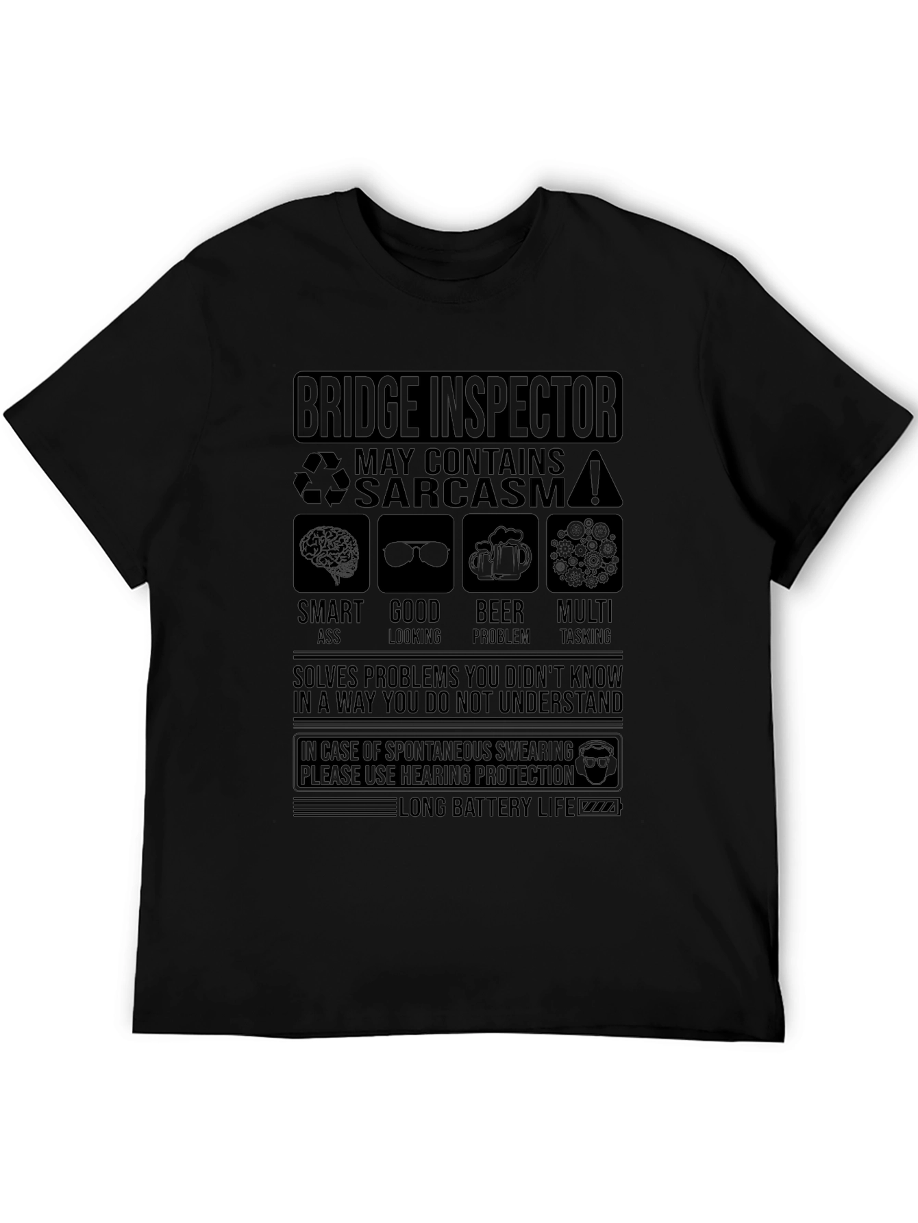 Black Bridge Inspector Sarcastic Humor T-Shirt view 5
