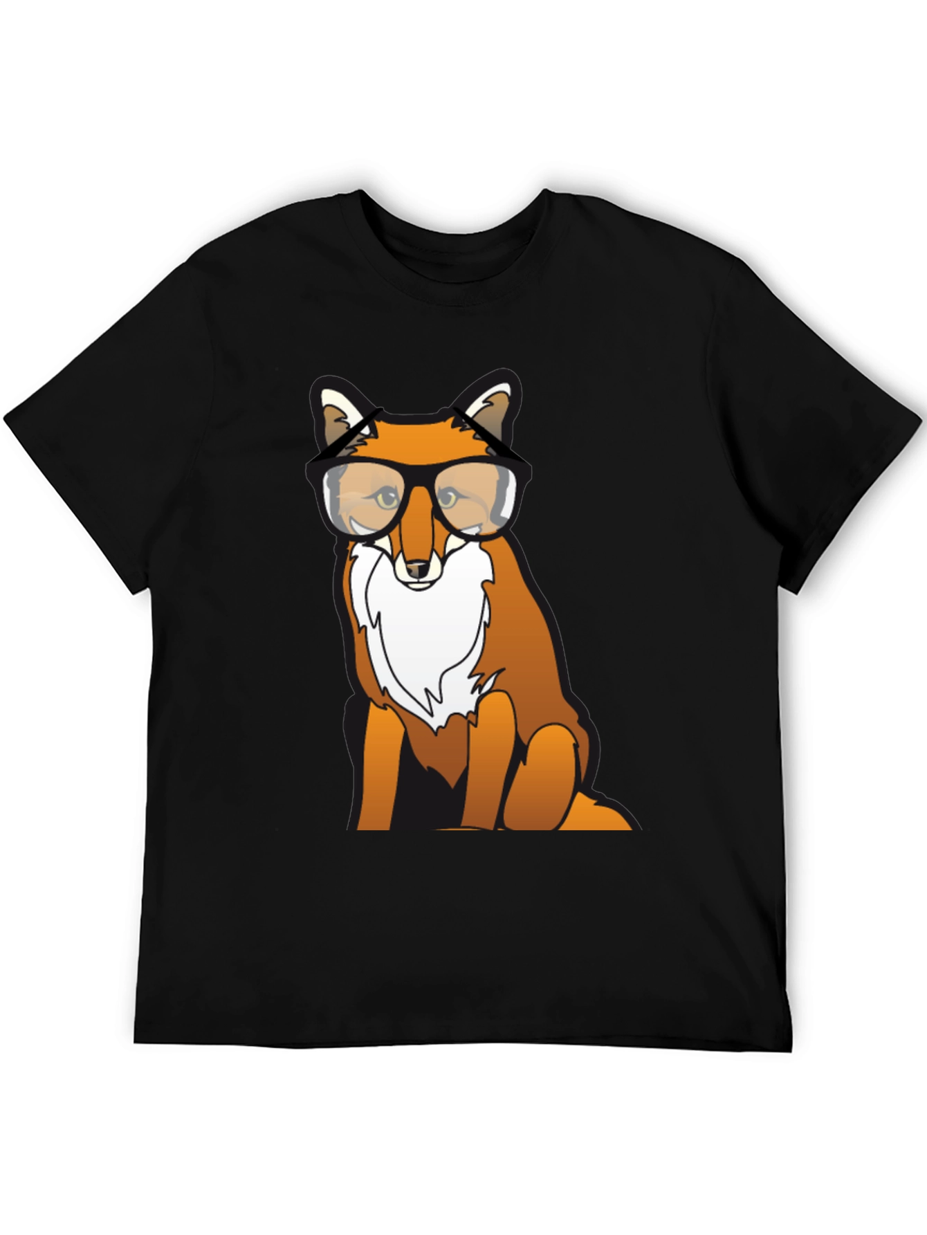 Black Fox with Glasses Graphic T-Shirt view 5