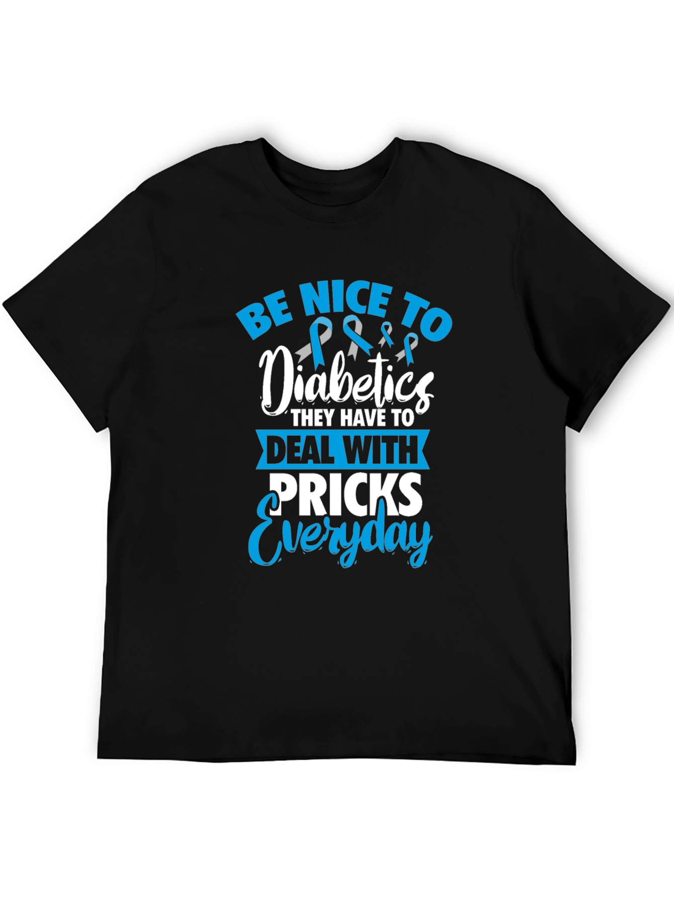 Black Be Nice To Diabetics Graphic T-Shirt view 5