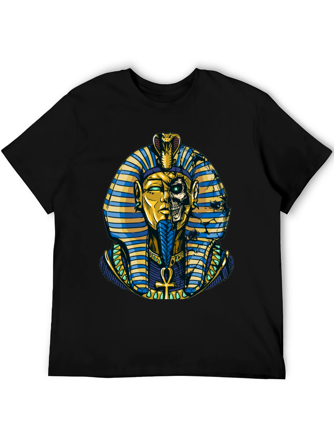 Black Pharaoh Skull Graphic Print Tee view 5