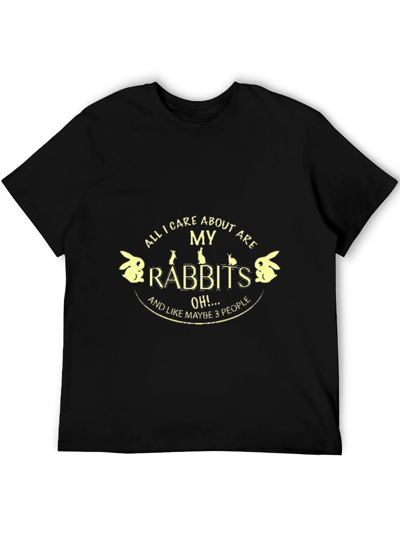 Black Rabbit Lover Graphic Tee - All I Care About Are My Rabbits T-Shirt view 5