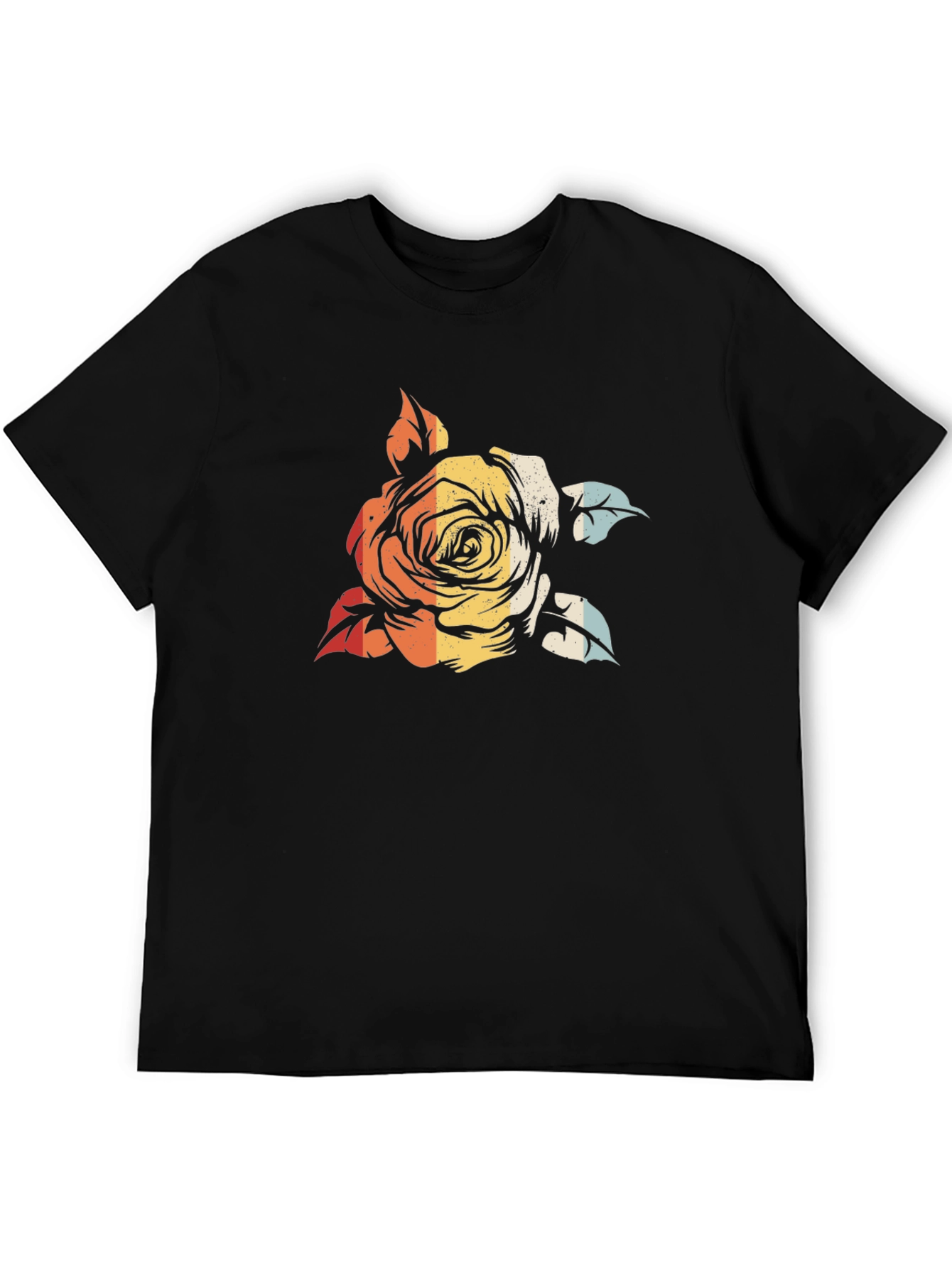 Black Retro Rose Graphic Tee - Black view 5