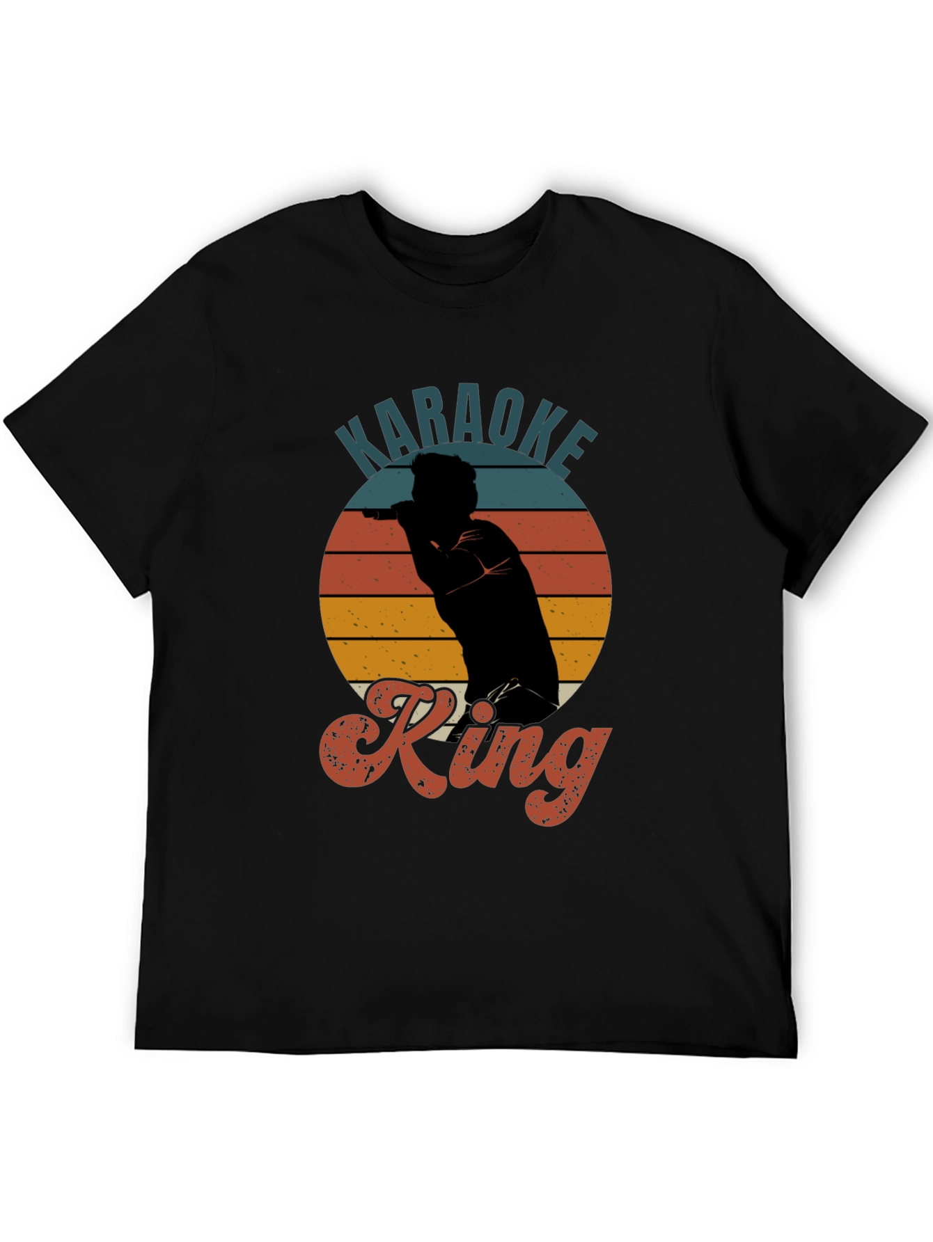 Black Karaoke King Retro Sunset T-Shirt view 5