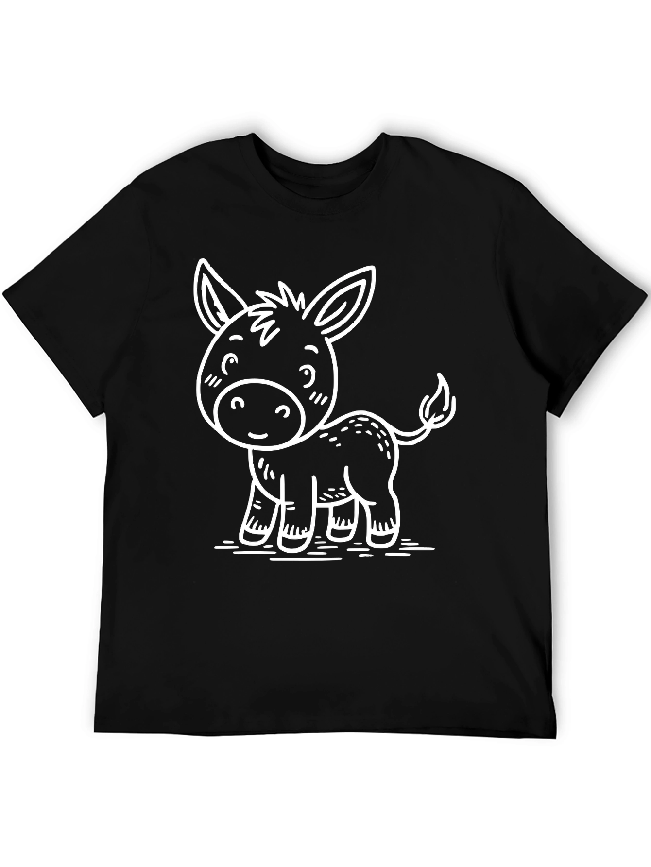 Black Cute Donkey Graphic Tee - Black view 5