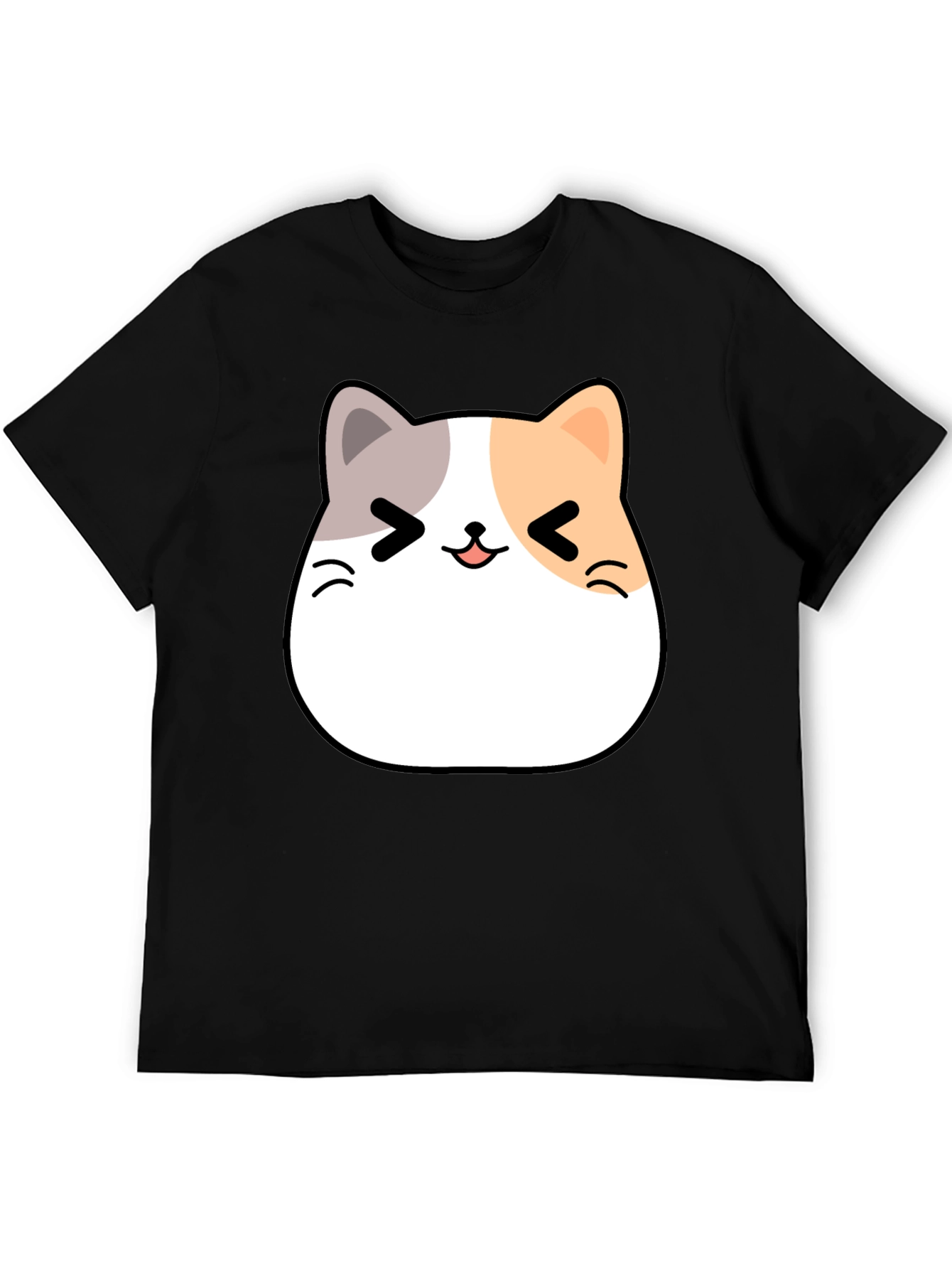Black Kawaii Cat Graphic T-Shirt - Unisex Black Tee view 5