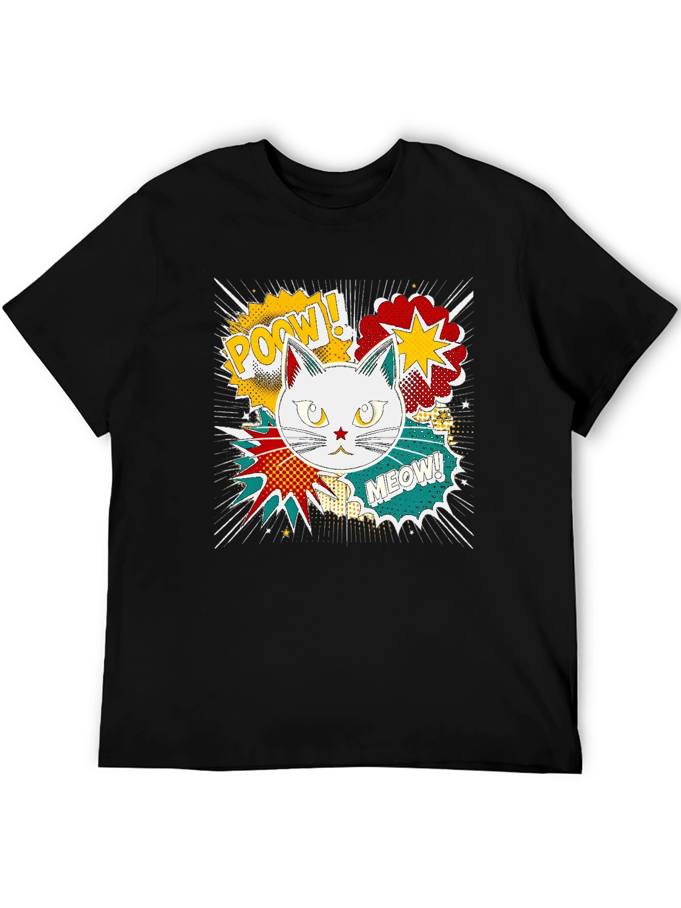 Black Comic Cat T-Shirt - Pow! Meow! view 5