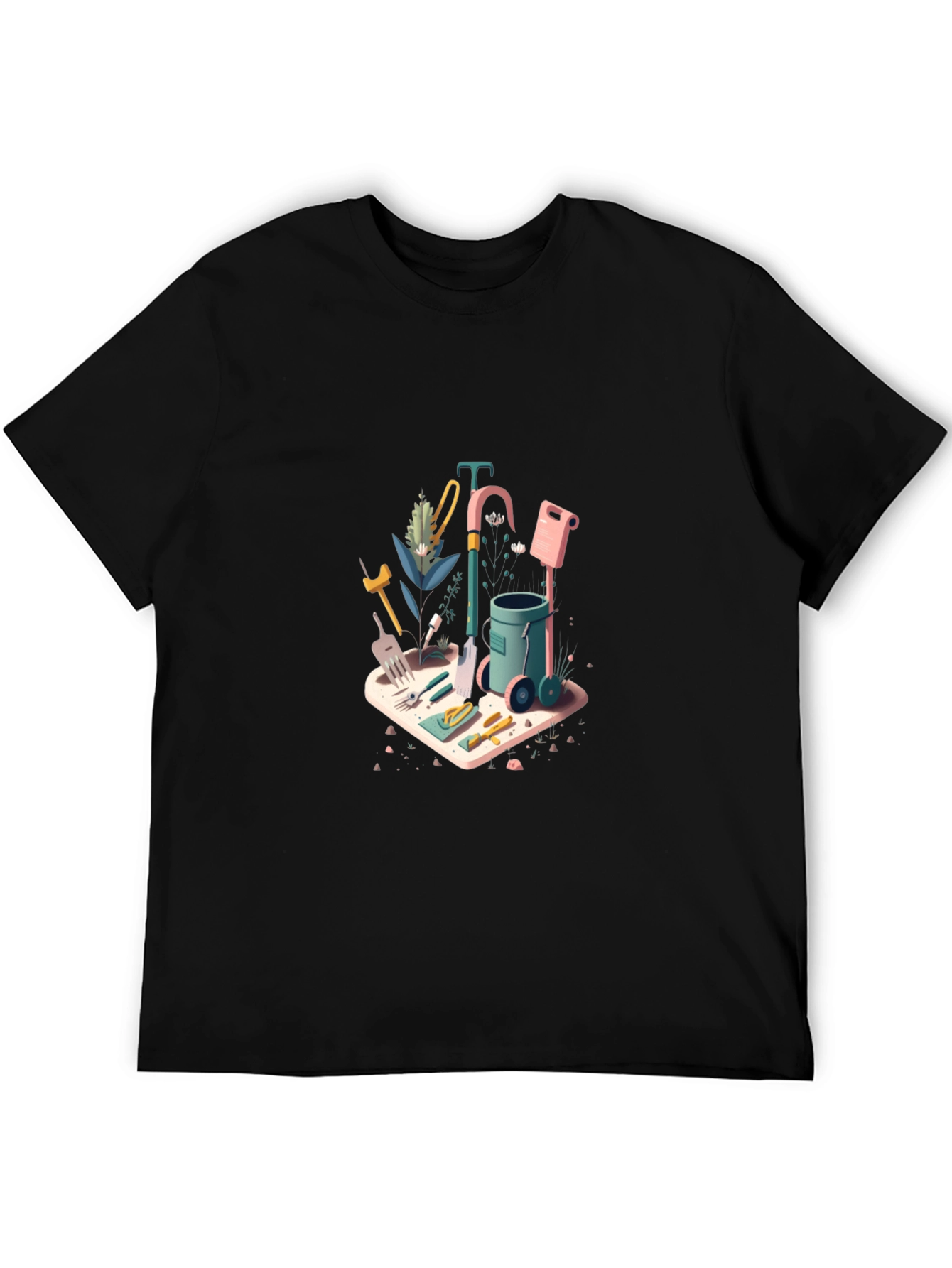 Black Gardening Tools Graphic Tee - Black Cotton Blend view 5