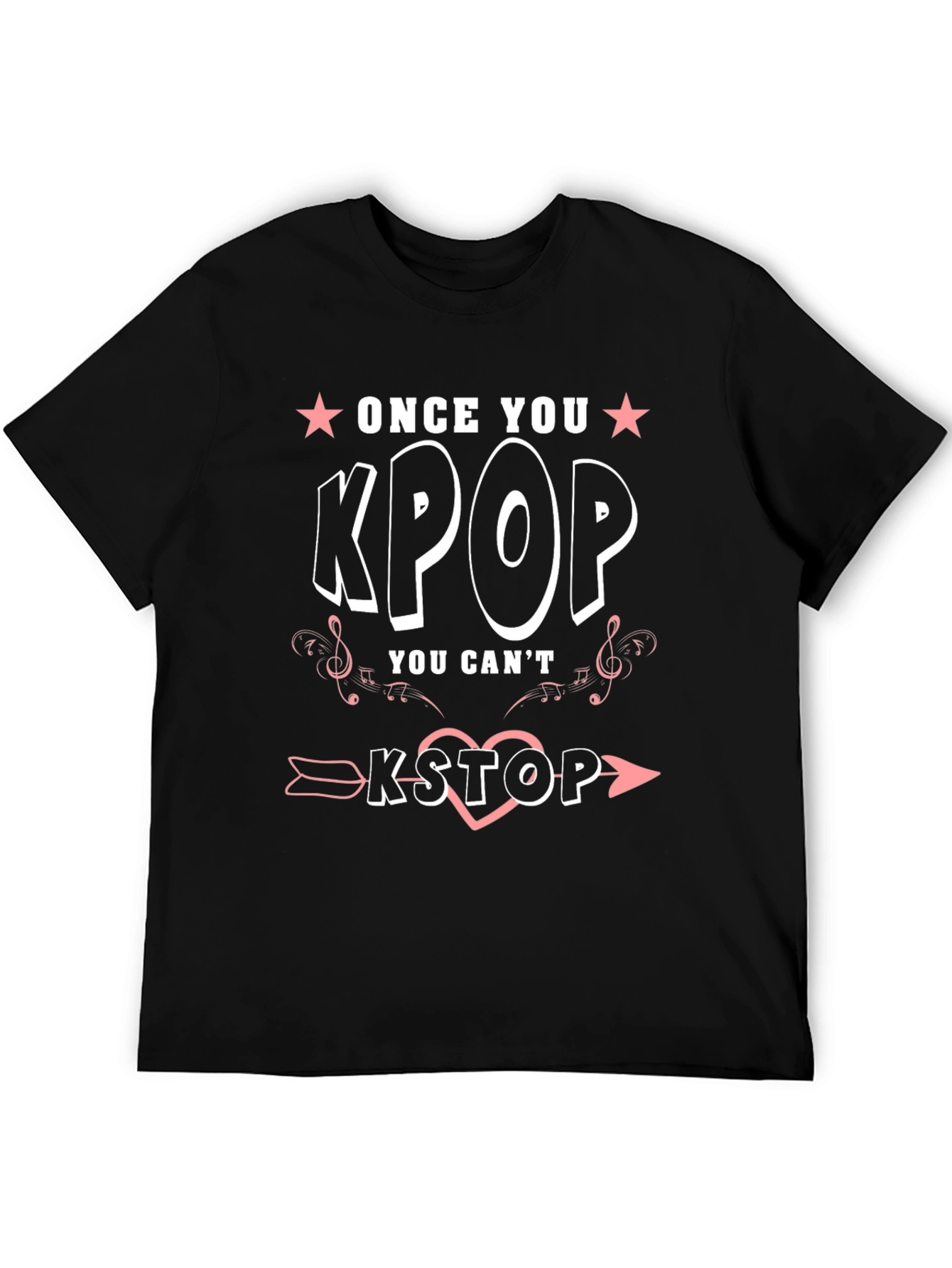 Black Once You Kpop You Can't Kstop T-Shirt view 5