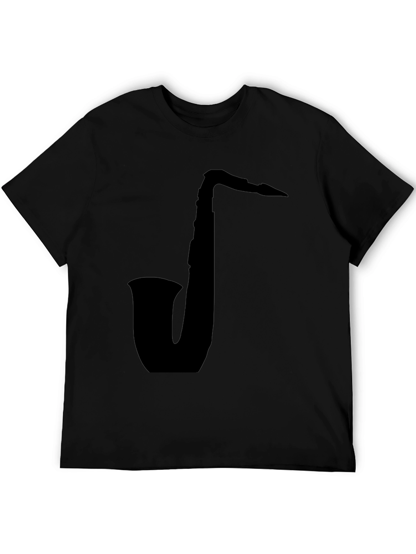 Black Saxophone Silhouette Black T-Shirt view 5