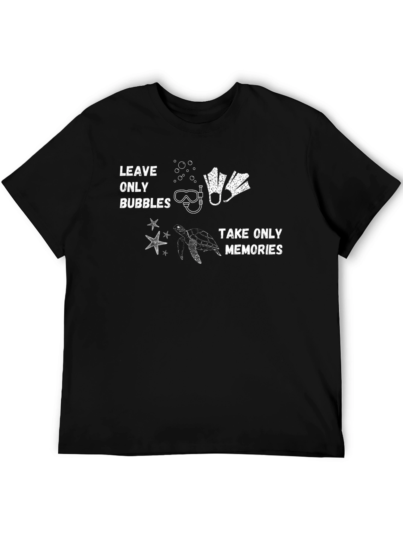 Black Leave Only Bubbles Scuba Diving T-Shirt view 5