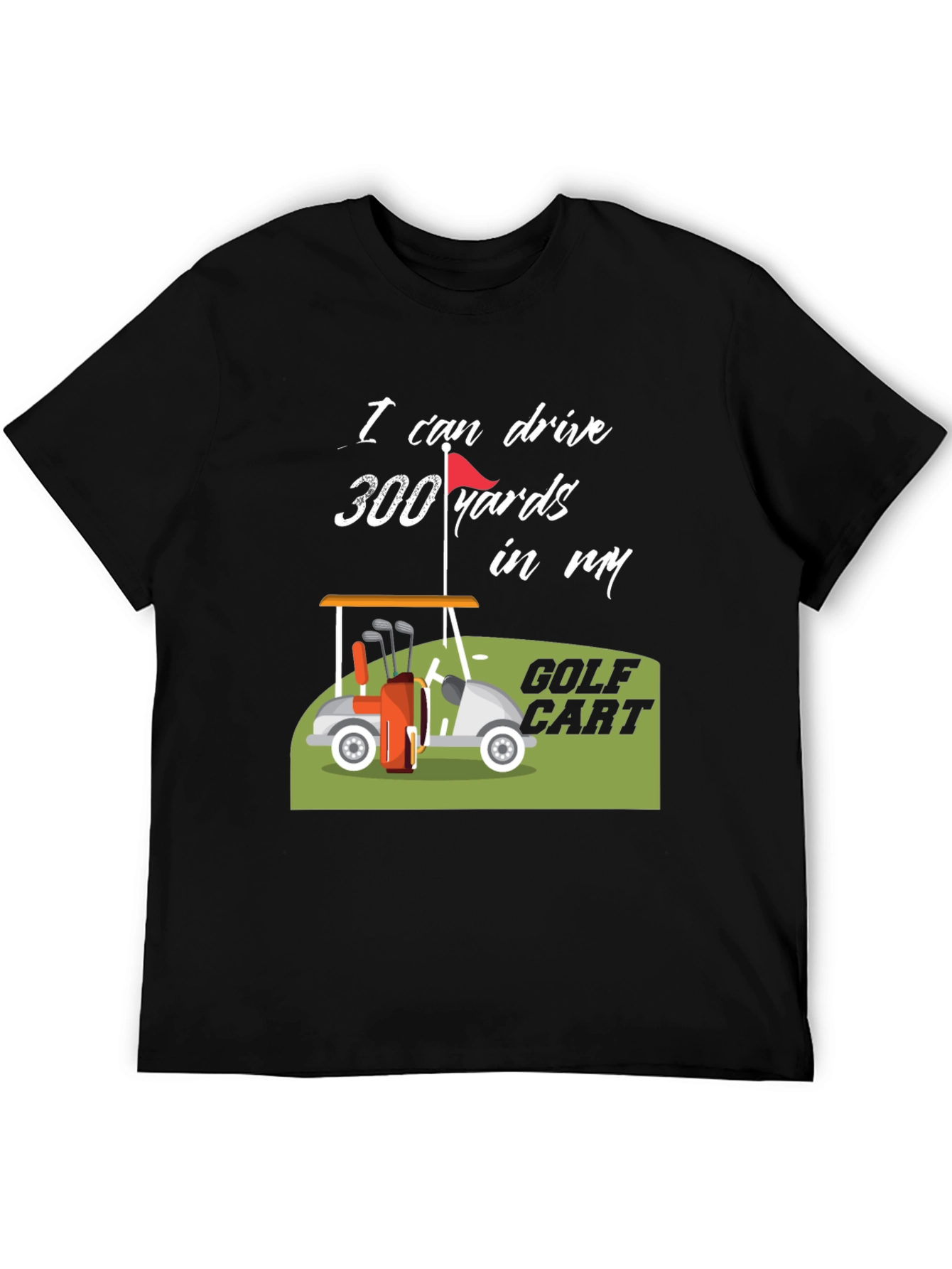 Black Golf Cart 300 Yards Funny T-Shirt view 5