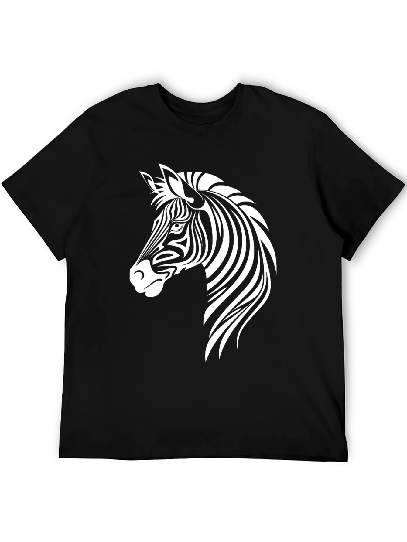 Black Zebra Graphic Black T-Shirt for Men view 5