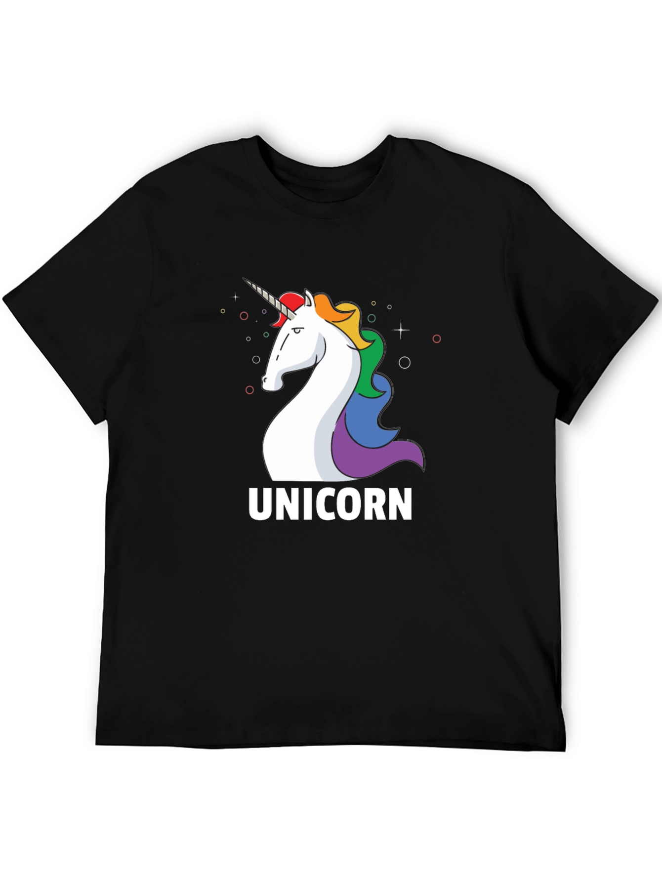 Black Unicorn Graphic Tee - Black Cotton Casual T-Shirt view 5