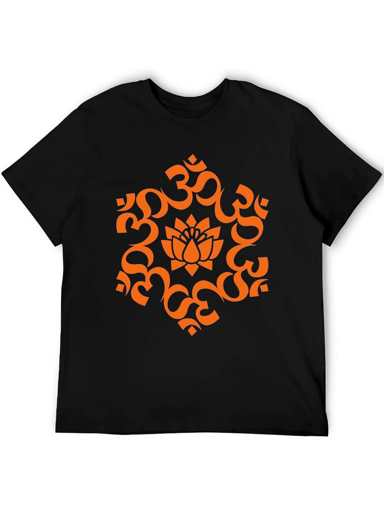 Black Om Lotus Graphic Tee - Spiritual Black T-Shirt view 5