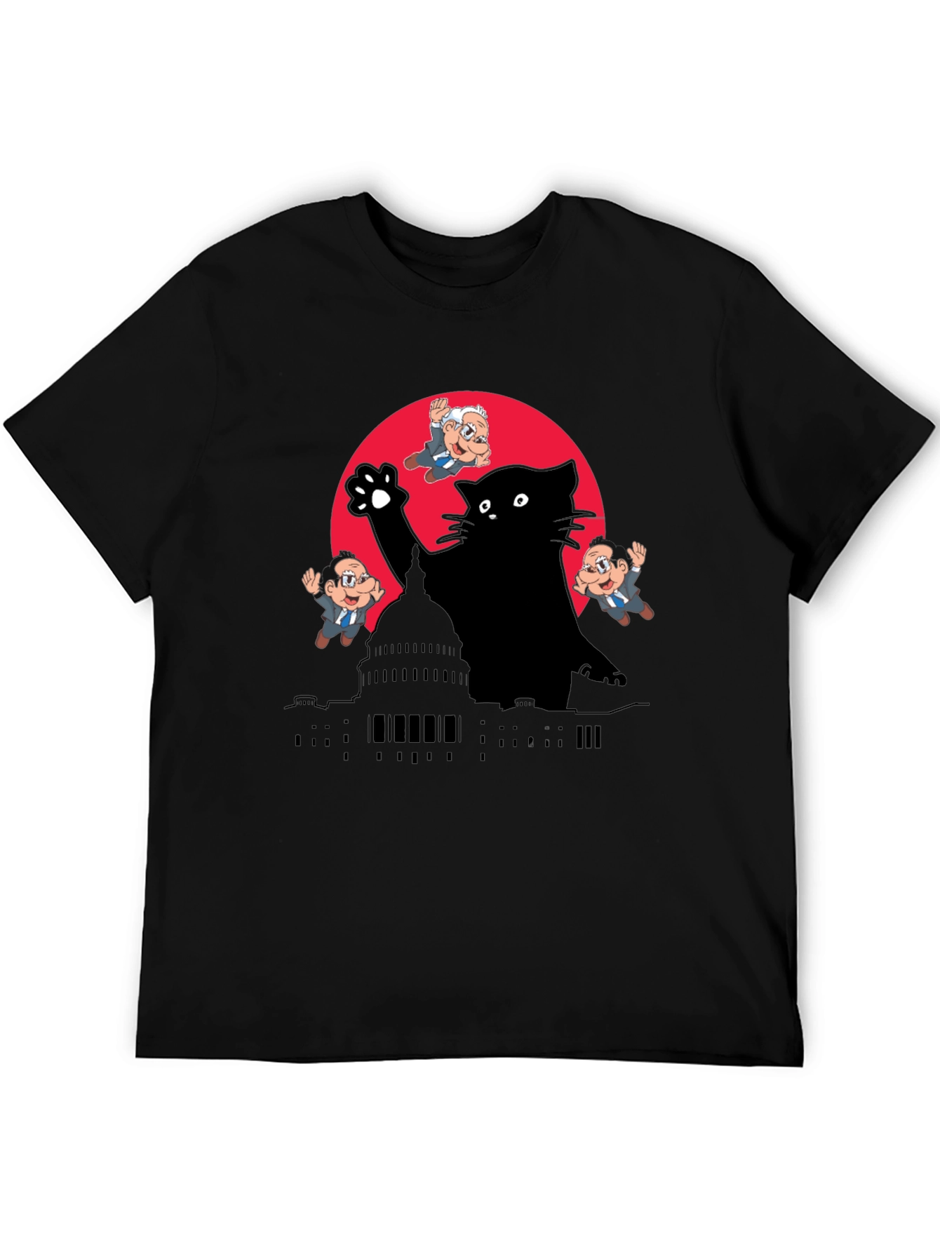 Black Kaiju Cat T-Shirt: Political Satire Tee view 5