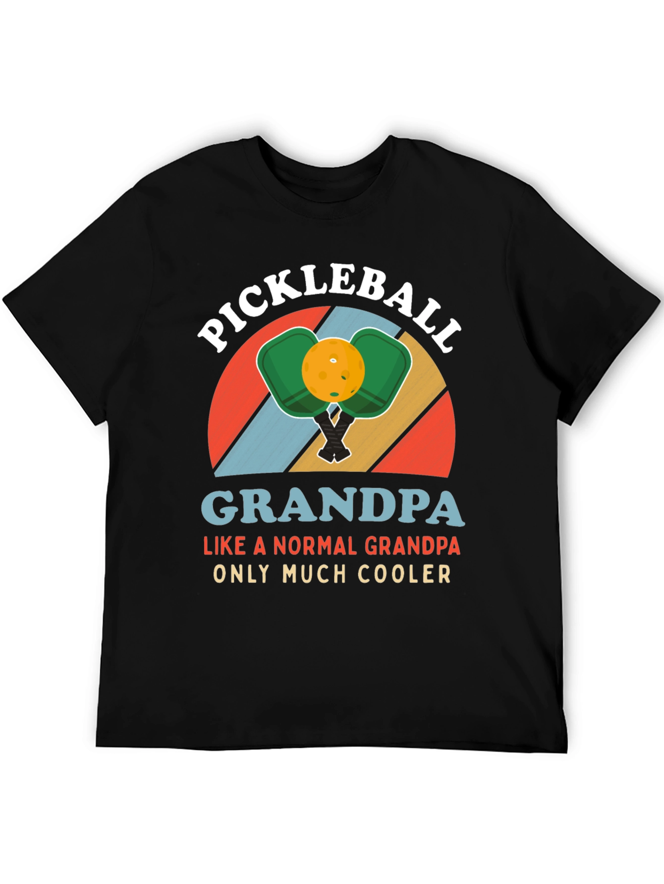 Black Pickleball Grandpa T-Shirt - Much Cooler Than Normal! view 5