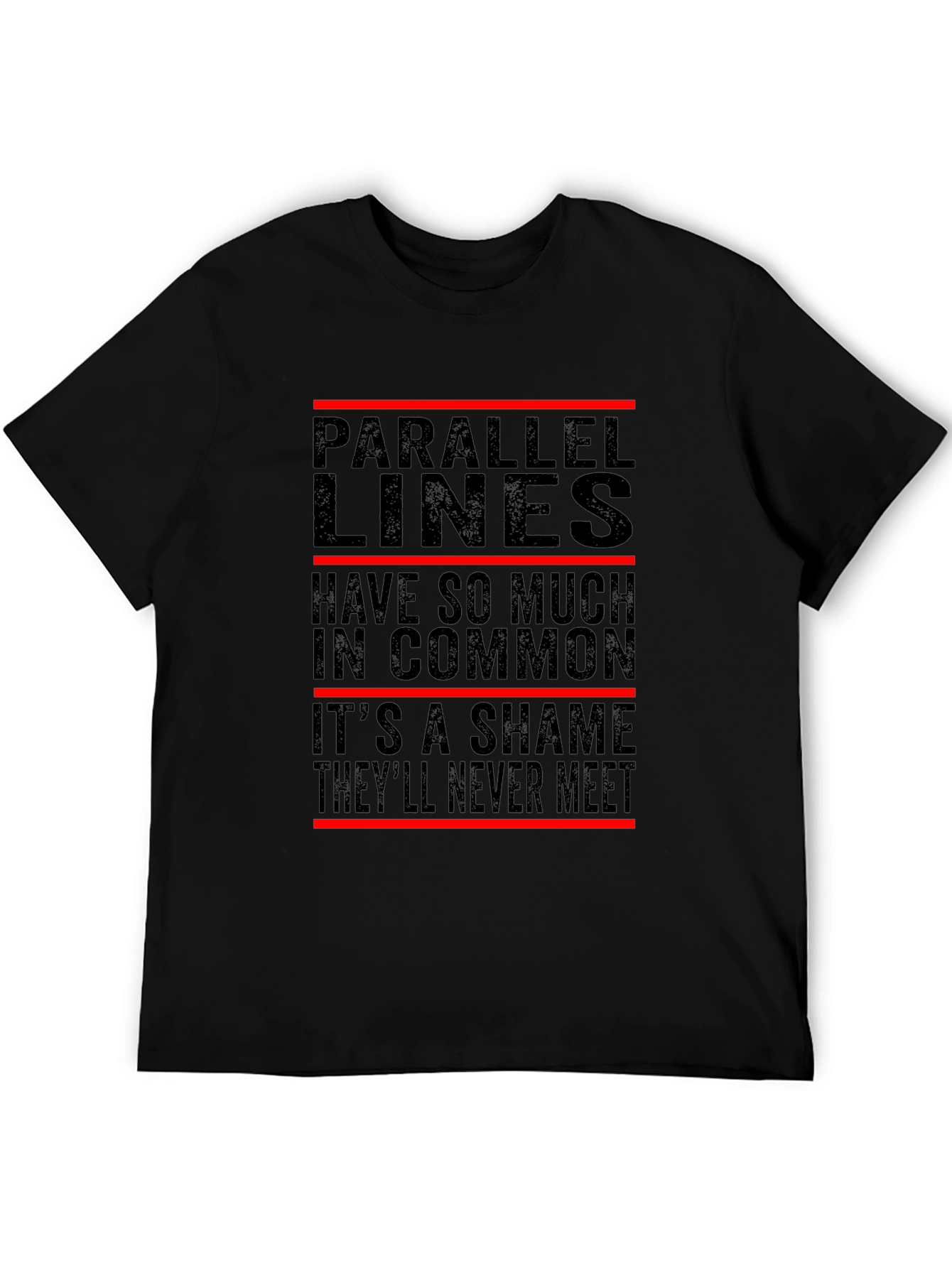 Black Parallel Lines Graphic Tee - Never Meet Funny Shirt view 5