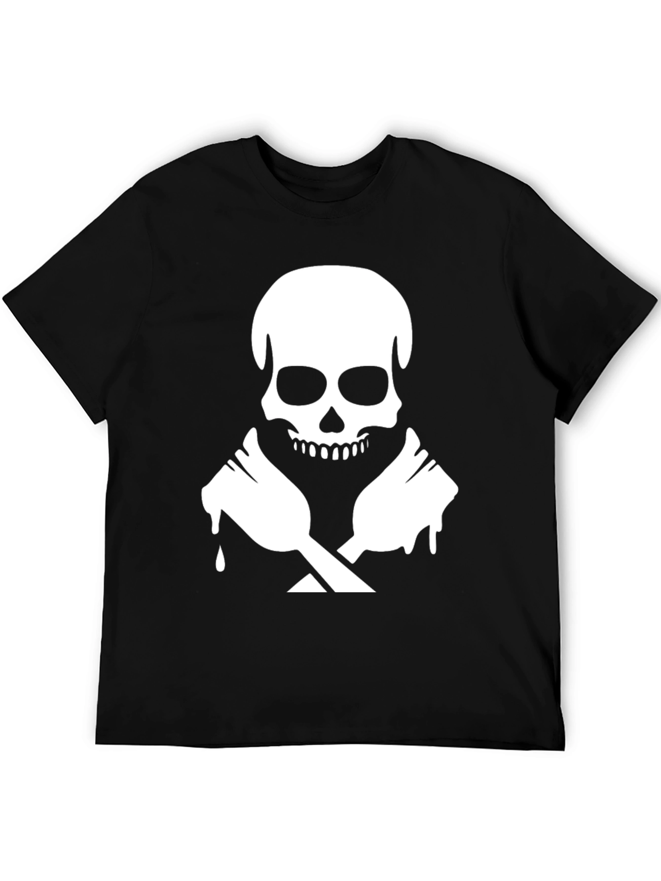 Black Skull & Crossed Spoons Graphic T-Shirt view 5