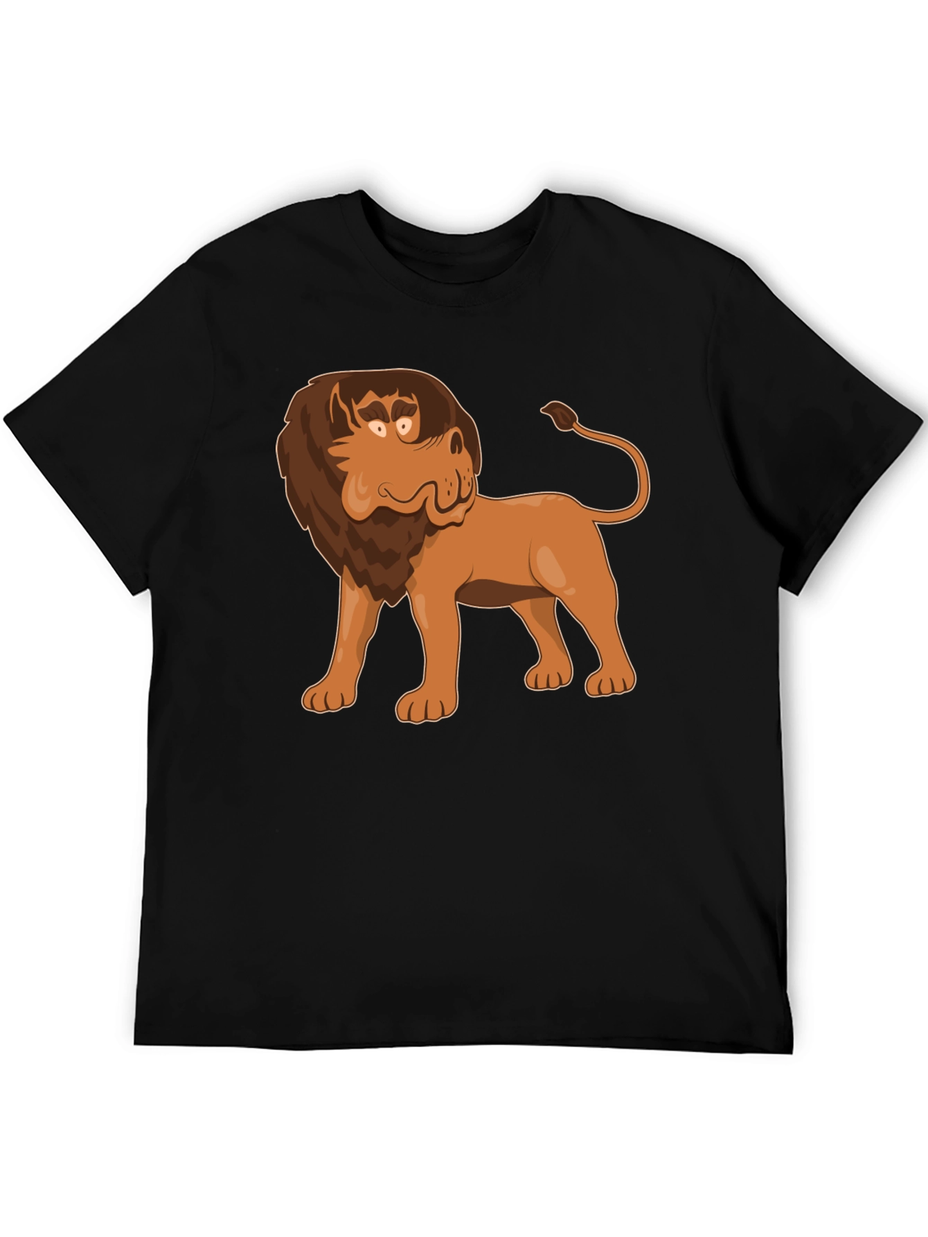 Black Cartoon Lion Graphic Tee - Black view 5