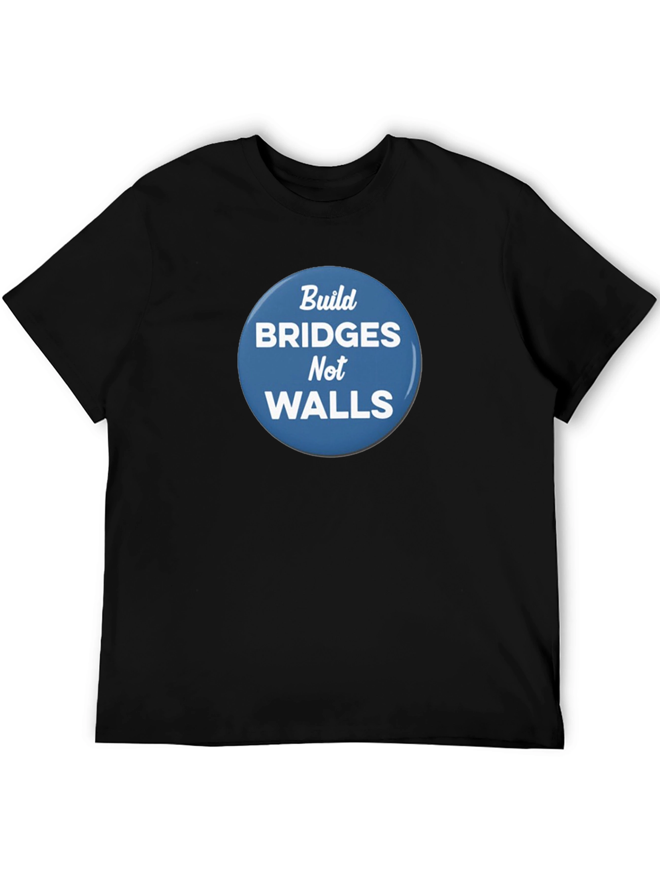 Black Build Bridges Not Walls Graphic Tee view 5