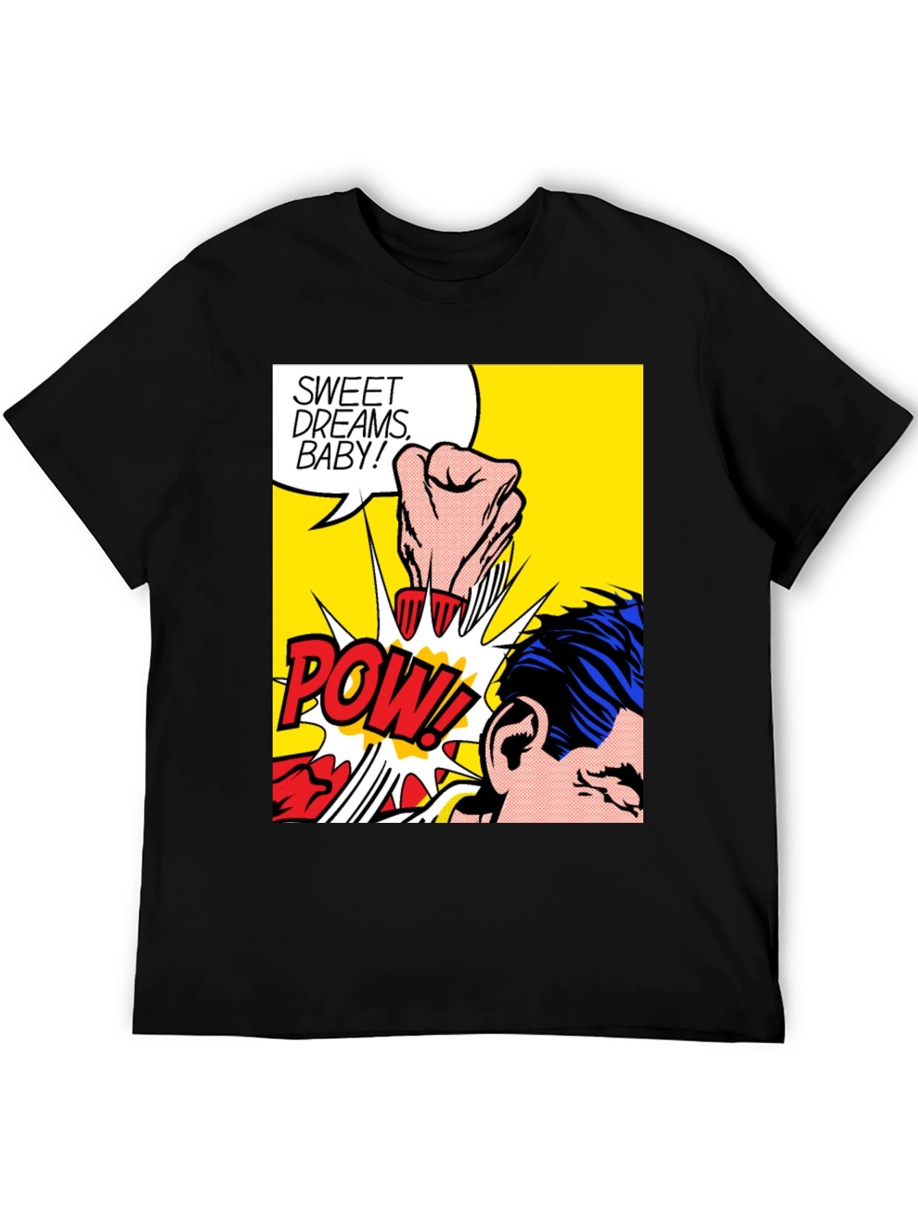 Black Pop Art Pow! Graphic T-Shirt view 5