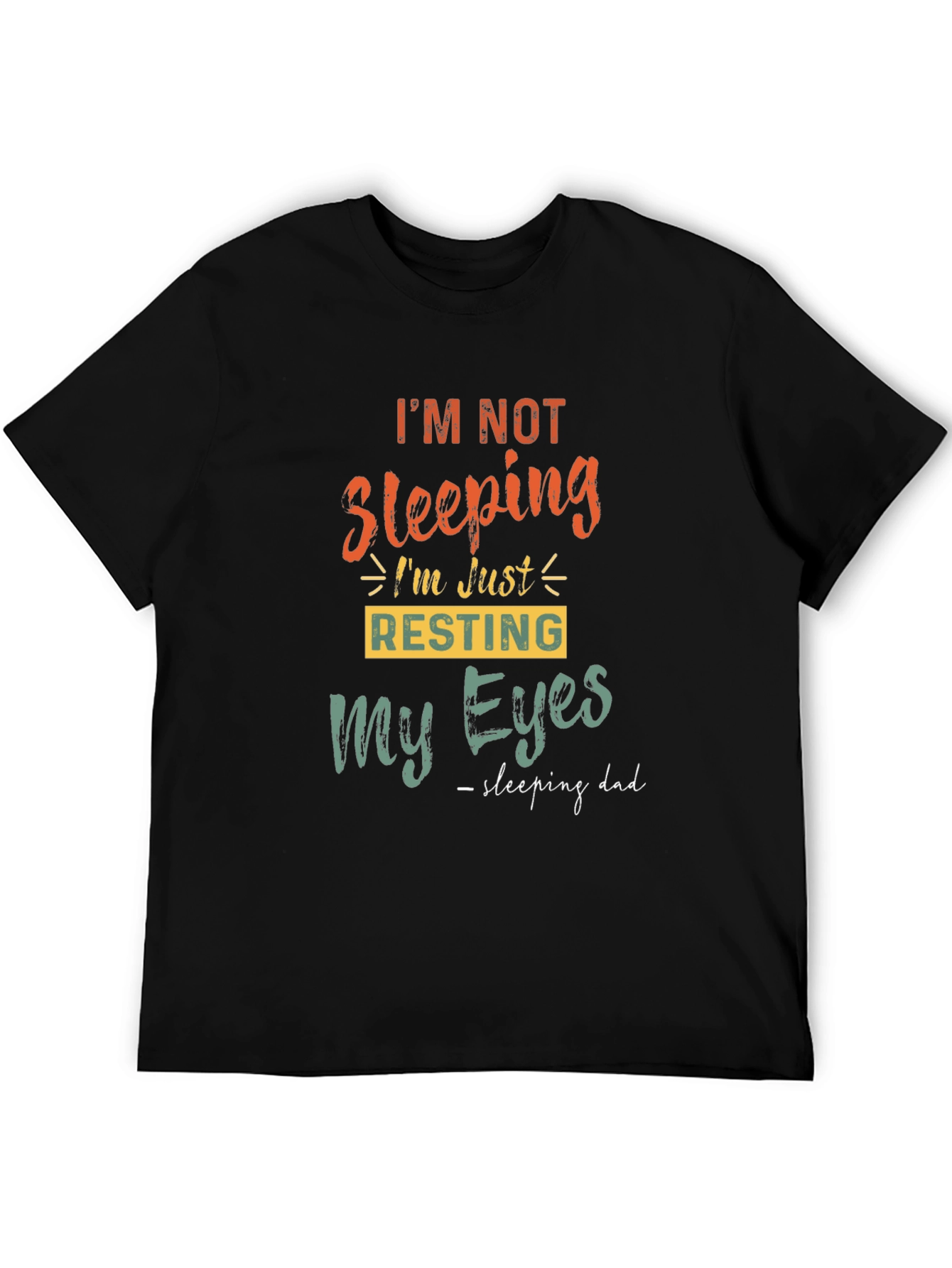 Black Funny 'Sleeping Dad' Graphic Print Men's Tee view 5
