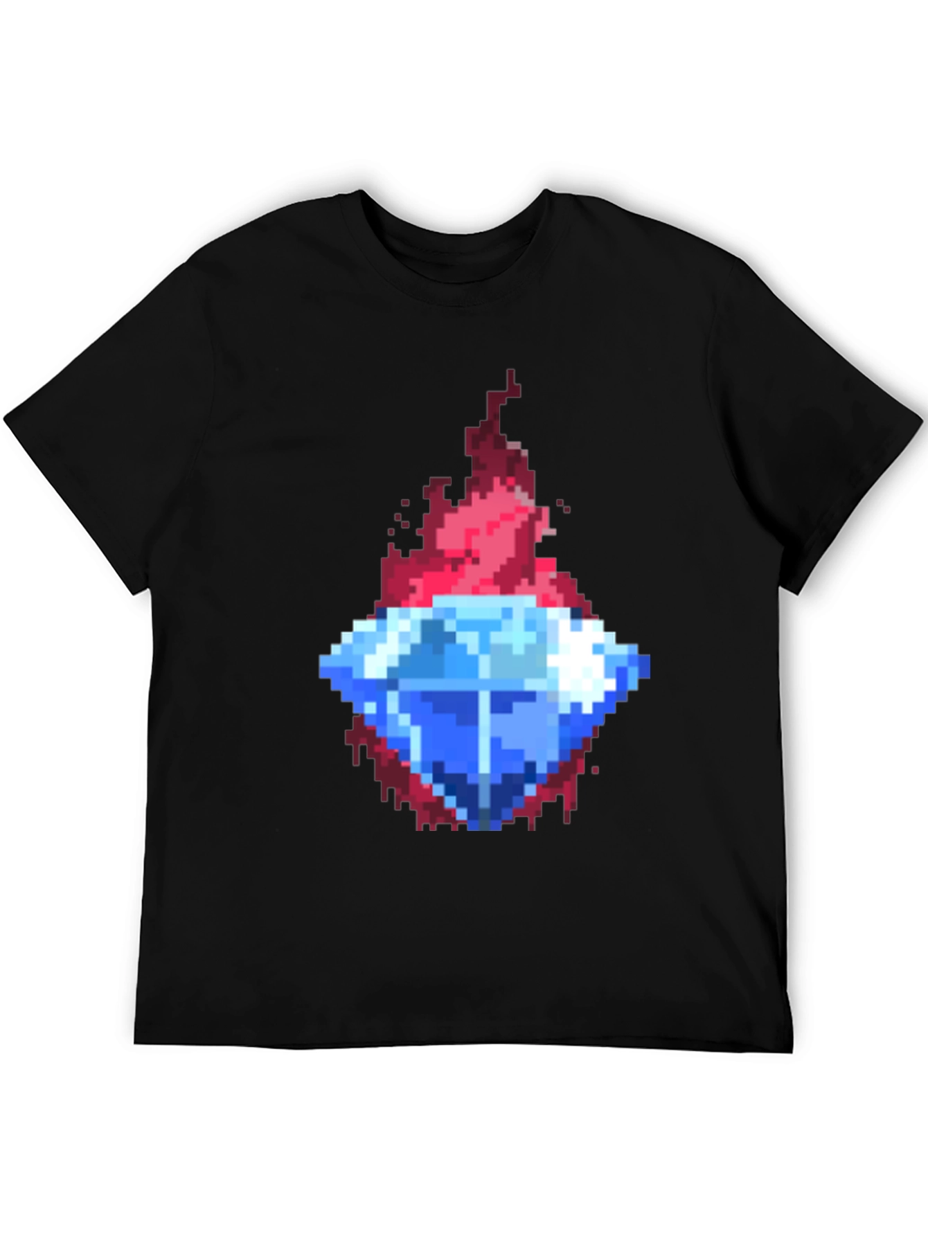 Black Pixel Art Diamond Tee - Retro Gaming Style view 5