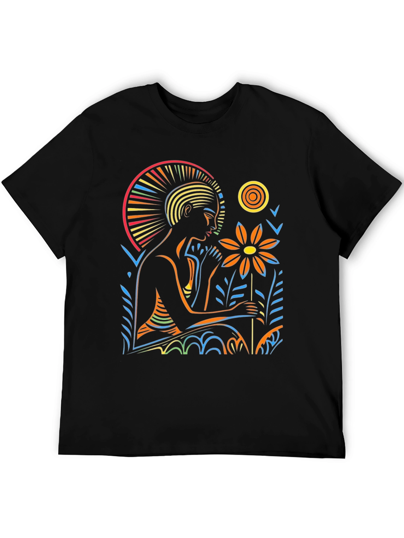 Black Artistic Graphic T-Shirt - Relaxing Figure view 5